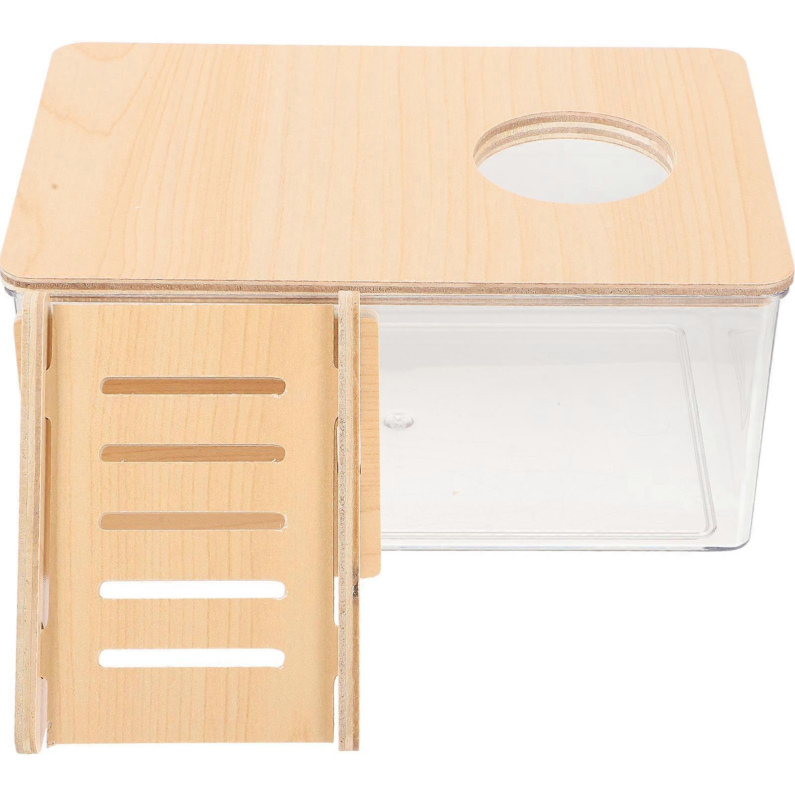Transparent Hamster Bathroom 5Pcs For Small Pets Like Hamster Indoor Use 18.9x12.6cm Elegant Sand Bath Container With Wooden Ladder