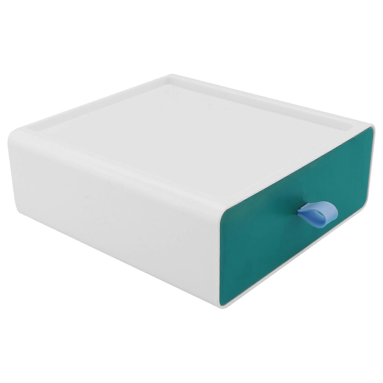 Drawer Style Storage Box For Home Storage And Office Organization Moisture-Proof Green Plastic 2Pcs
