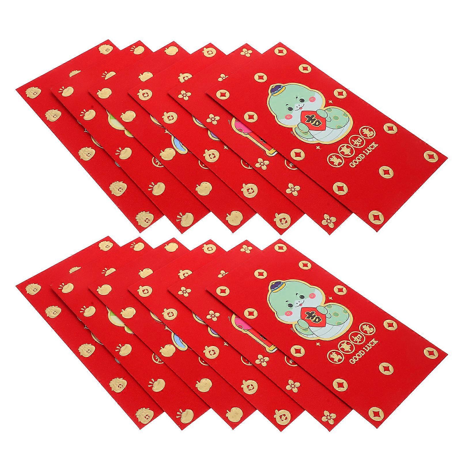 Lunar Red Envelopes Hong Bao Lucky Money Packets Versatile Use Rectangular Shape 12Pcs