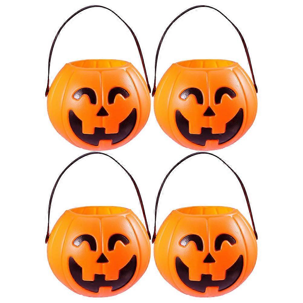 Portable Halloween Pumpkin Bucket for Candy Storage 8Pcs Orange Candy Container