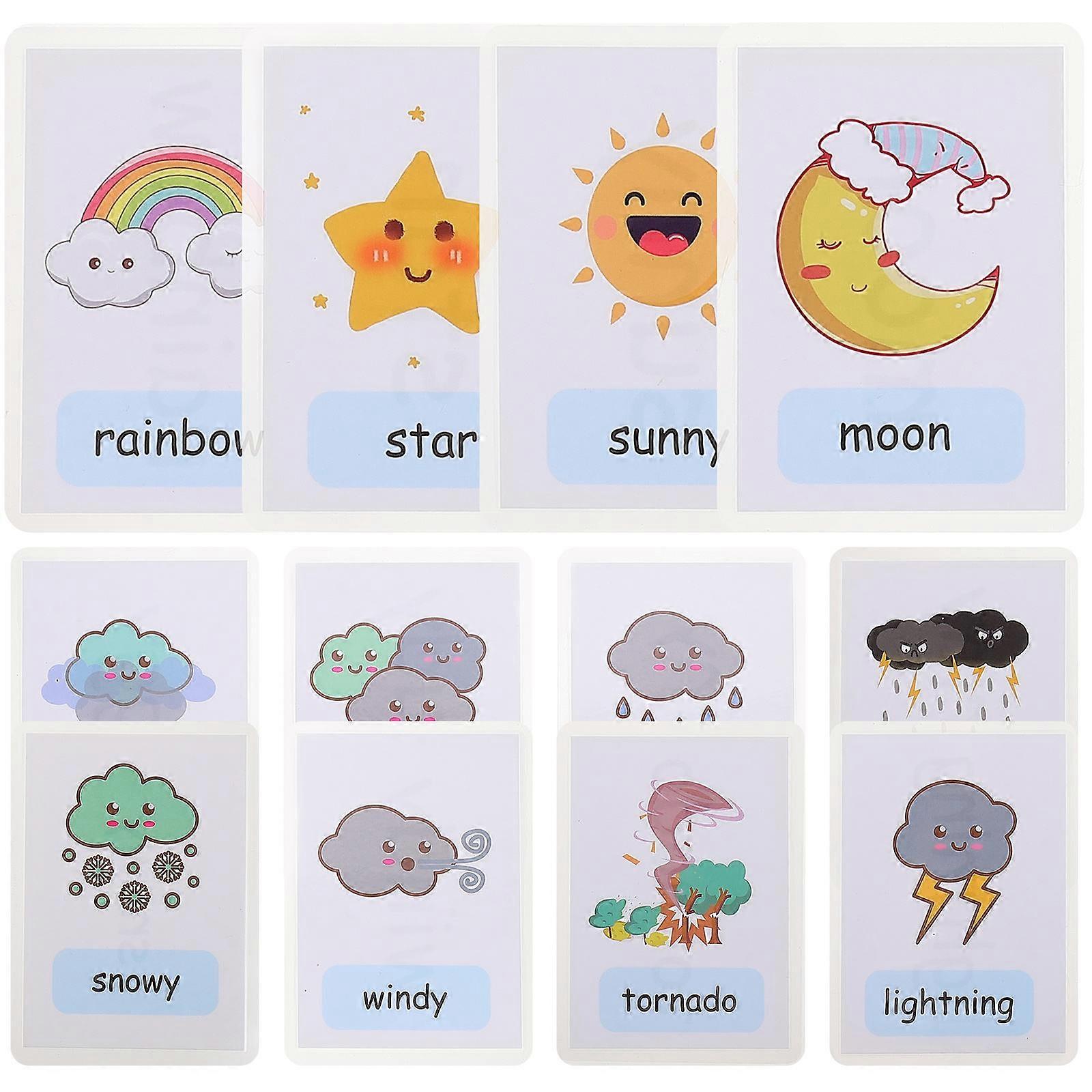 Sight Words Flash Cards for Learning 24Pcs Weather Cognition Kids Cards