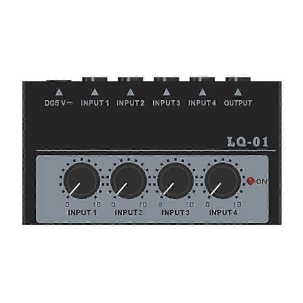 LQ-01 4 Channel Mixer 4 Input 1 Output DC 5V Portable Mini Audio Mixer 4 Channels Mixers Mixing Console EU Plug