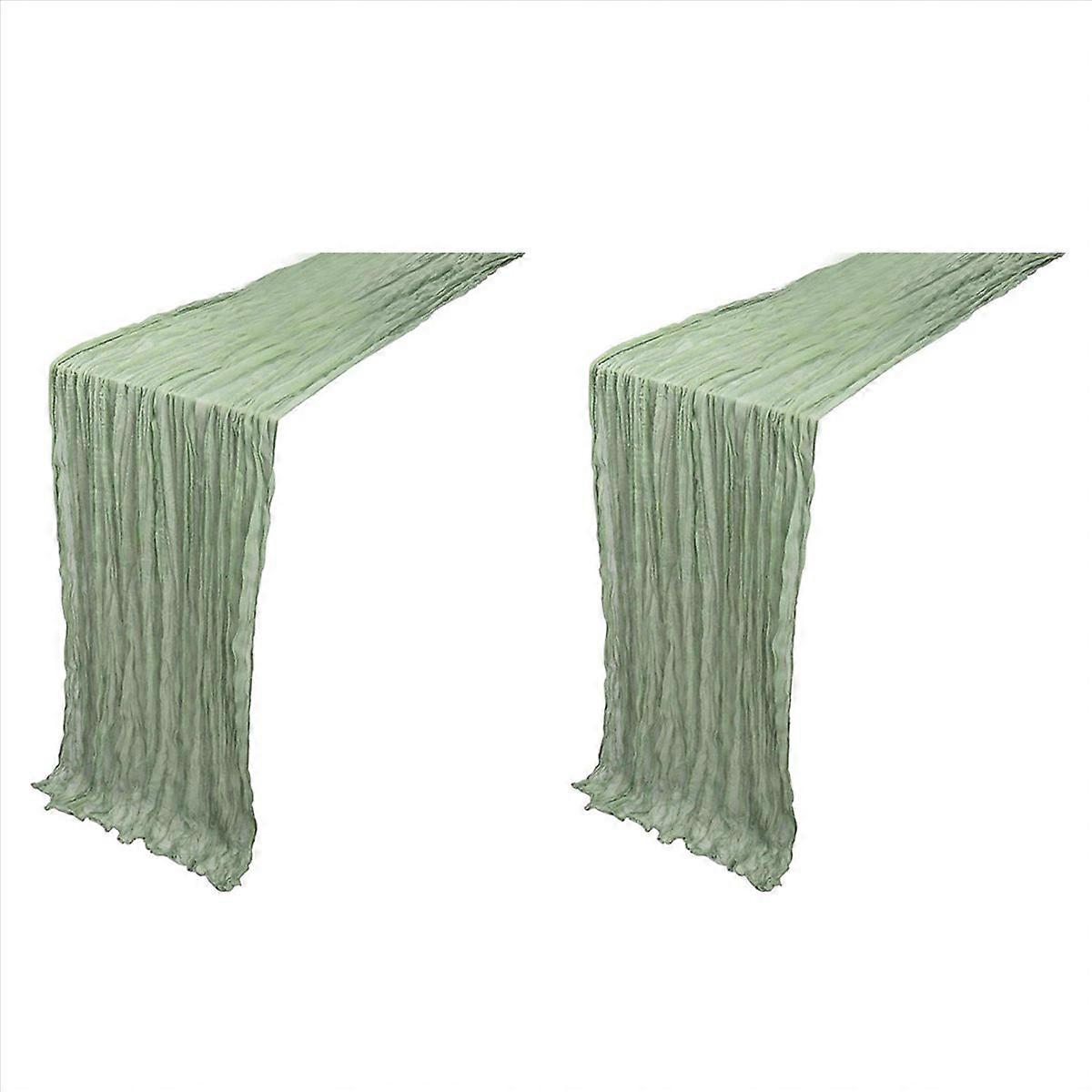 2X Table Runner Boho Gauze Cloth Table Runner Rustic Sheer Runner for Wedding Baby Shower Table Deco