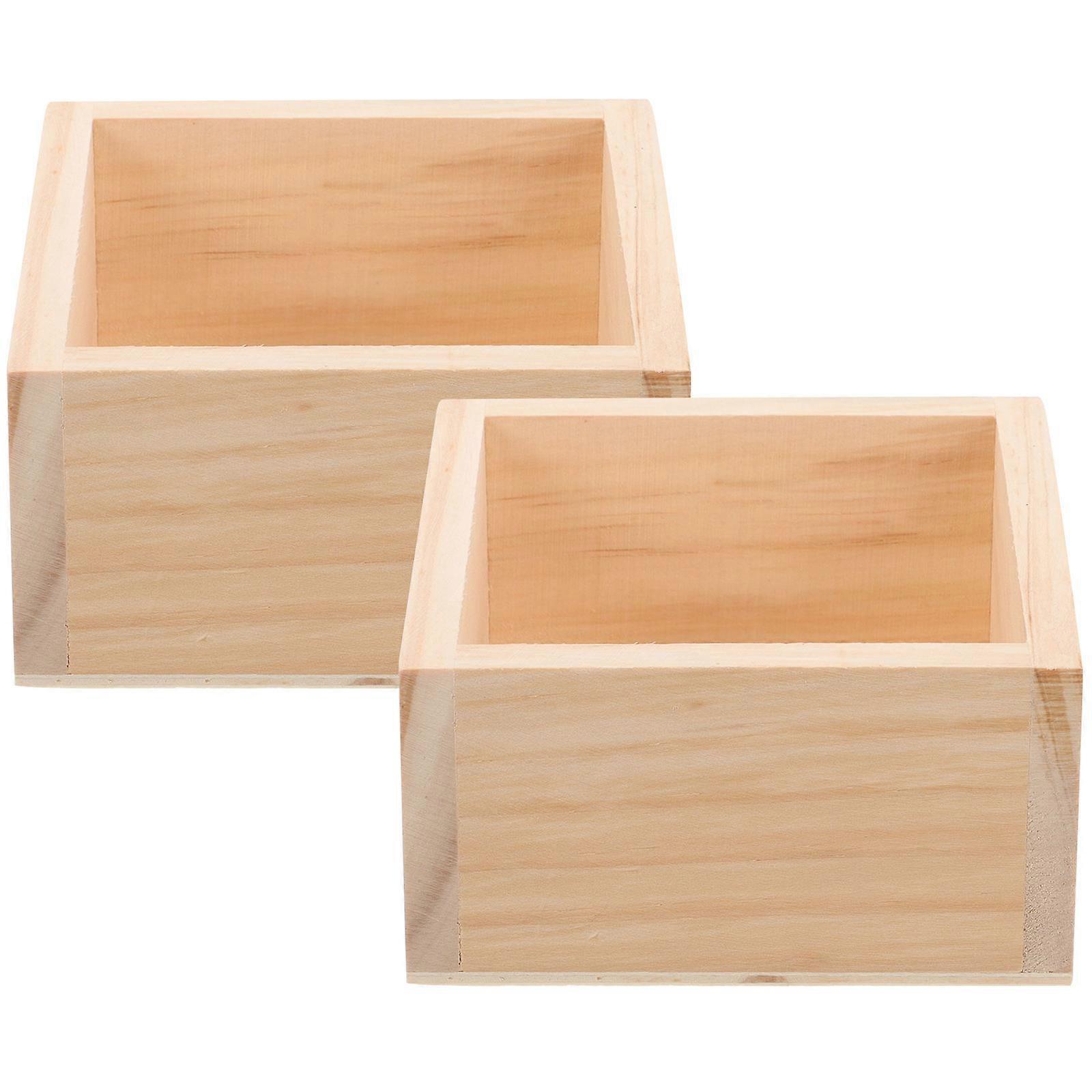 Square Wooden Planters Rustic Style Planting Containers For Table Decoration 8 Pcs