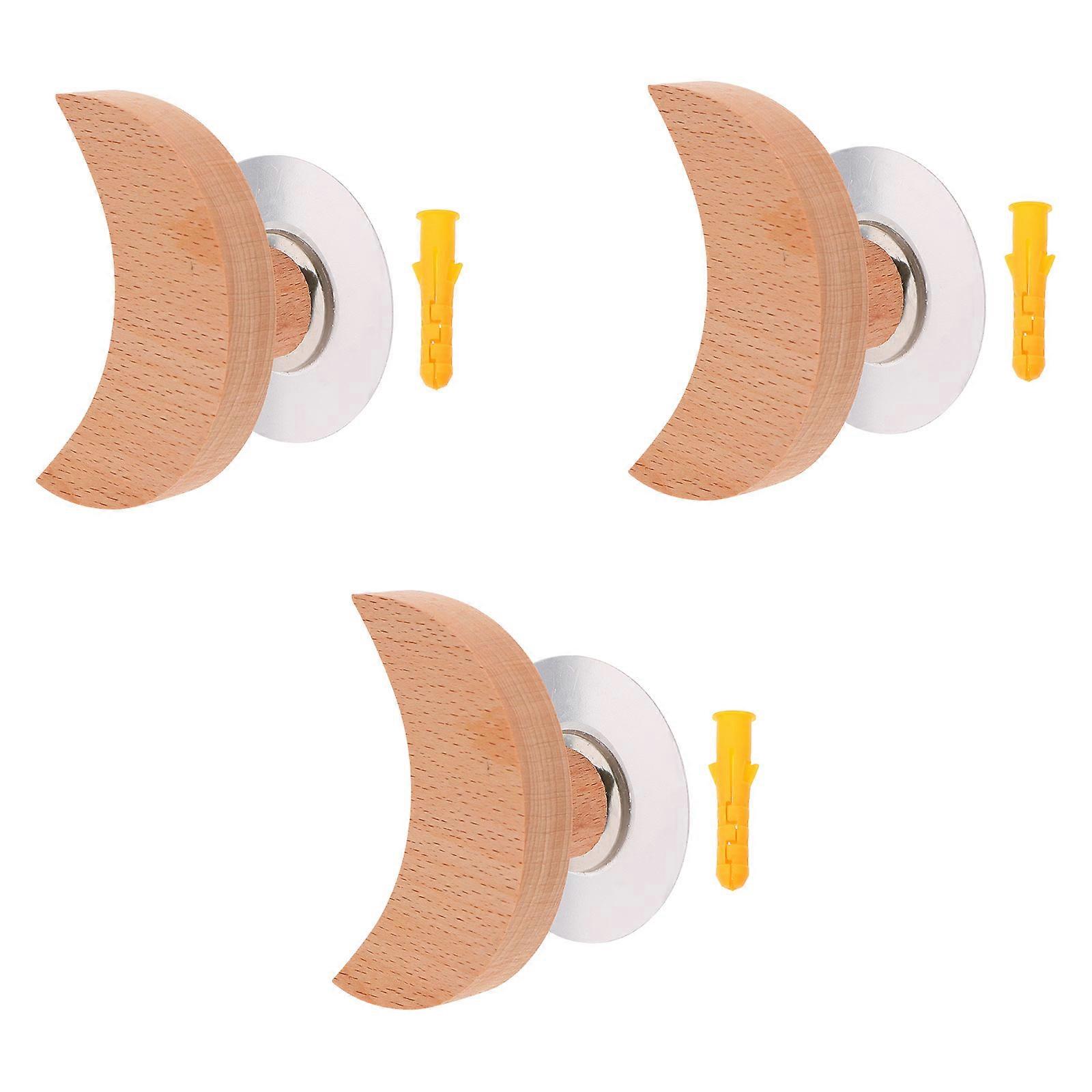 Wooden Wall Hook 3Pcs Assorted -Adhesive Hooks for Home Use with Elegant Home Decor