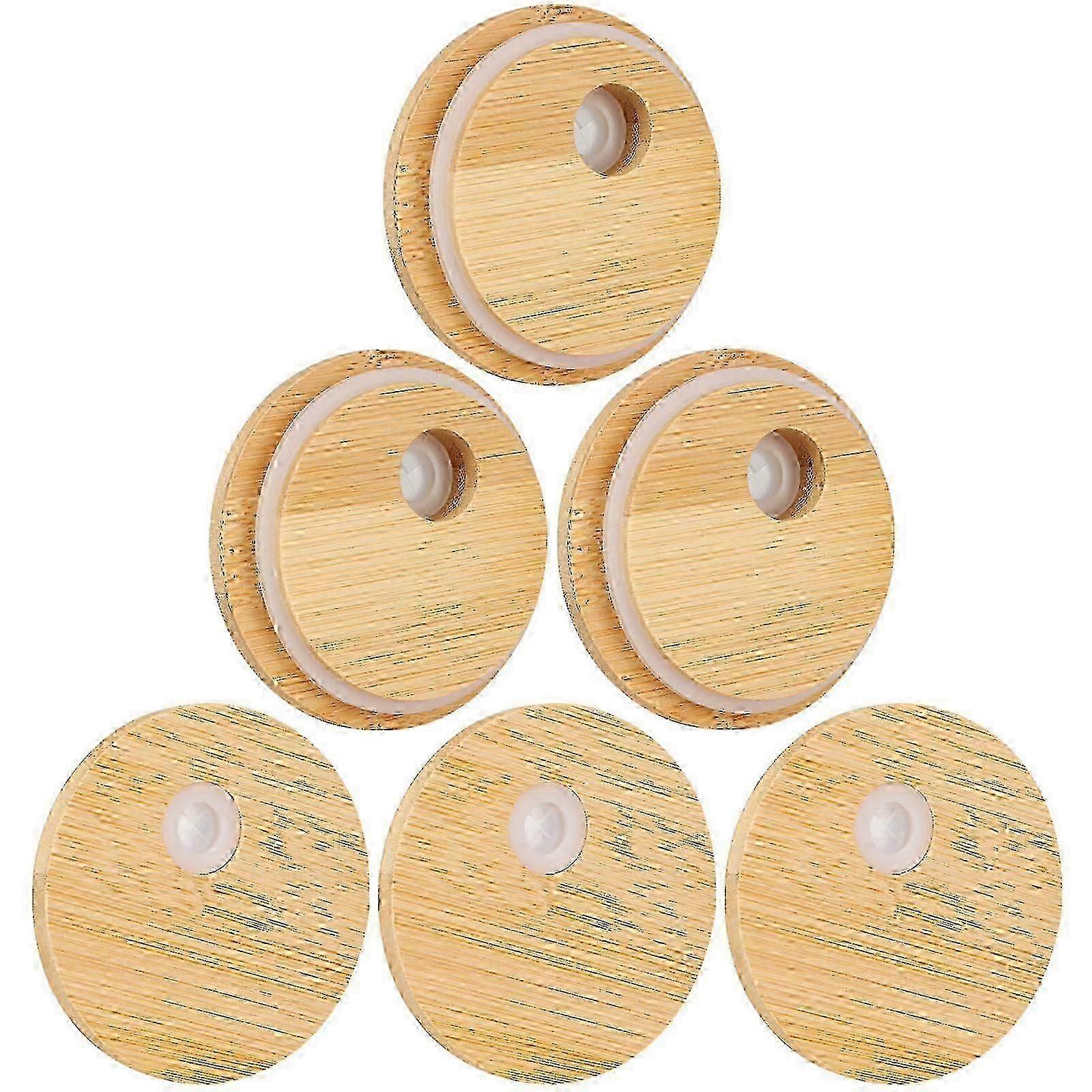 6 PCS Bamboo Lids Replacement 58mm Diameter