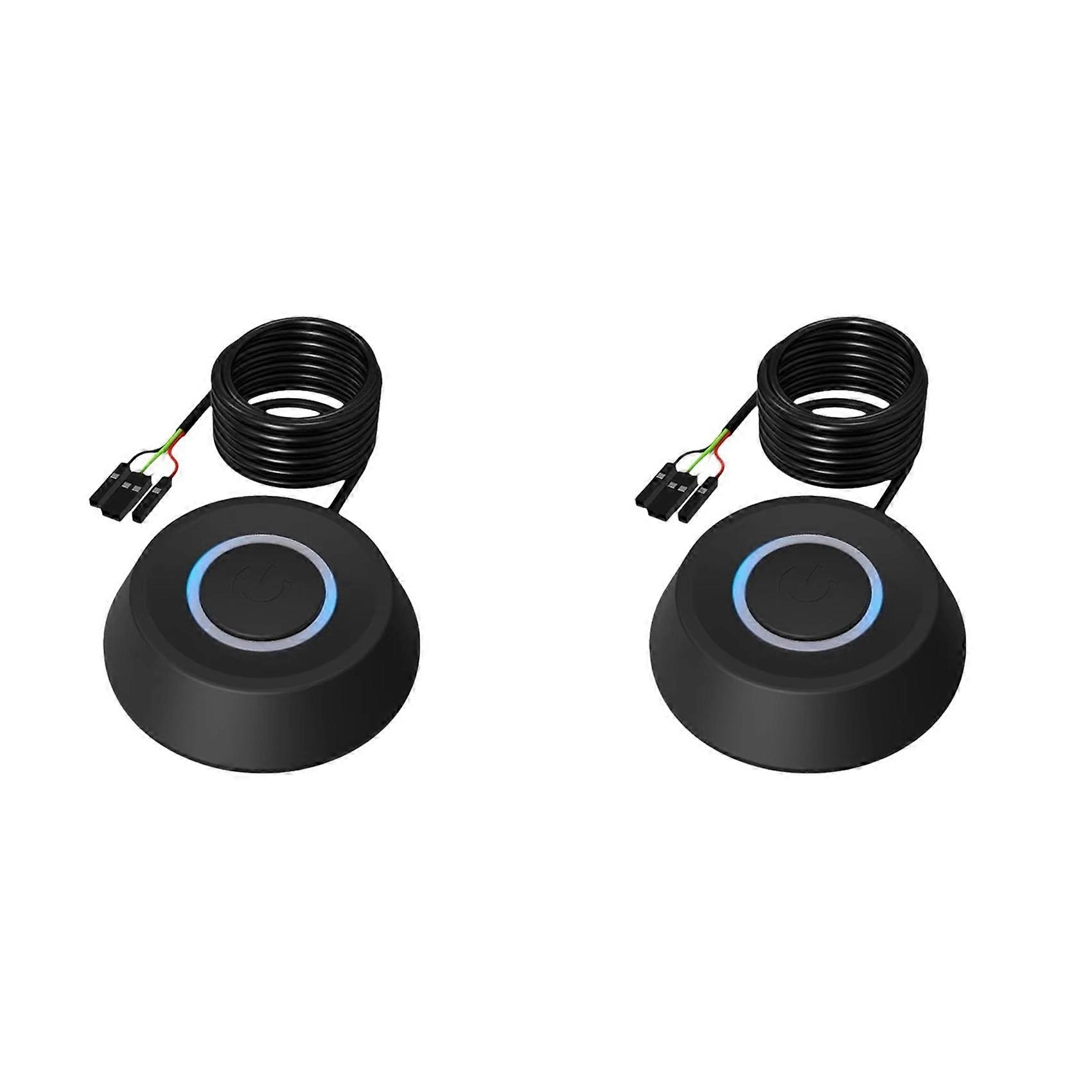 2X Computer Switch 1.8m PC Motherboard External Start Power LED Light Button Extension Cable Round Startup Switch A