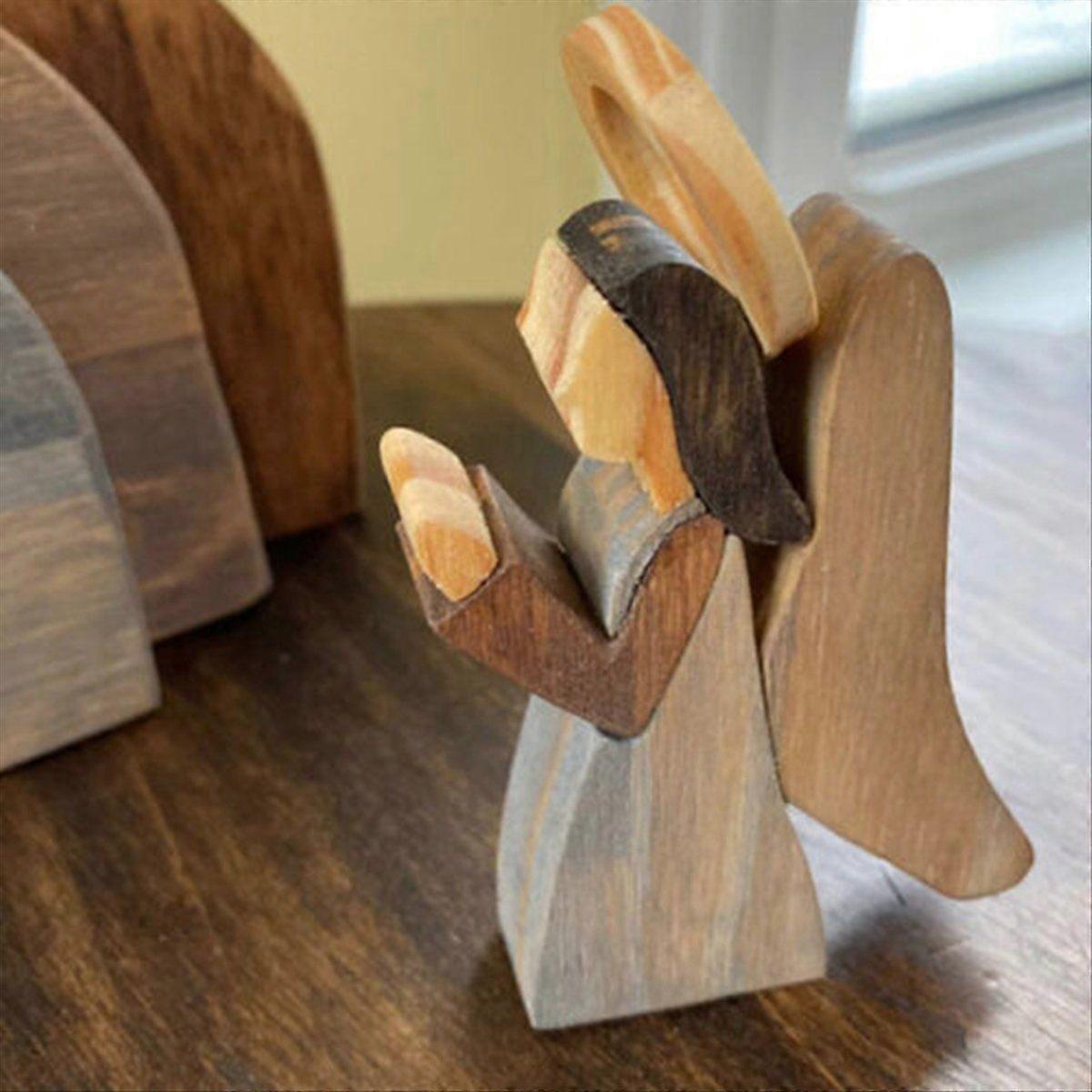 Jesus Statue Decoration Wooden Nativity Statue Set Easter Crafts