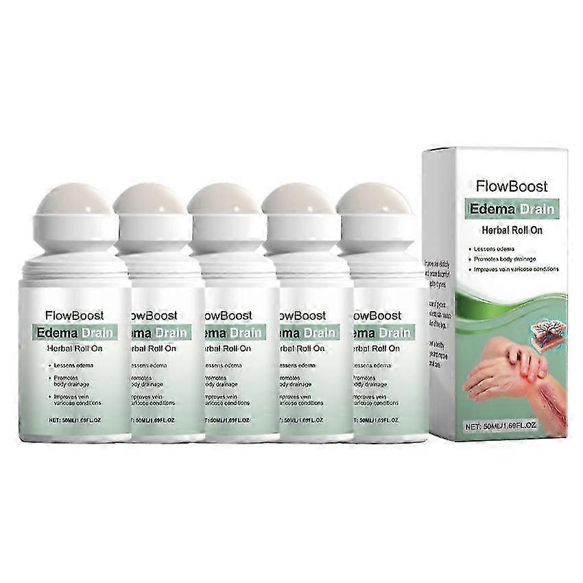 1-5x FlowBoost Edema Drain Herbal Roll On-Reduce Swelling,Improve Varicose Veins