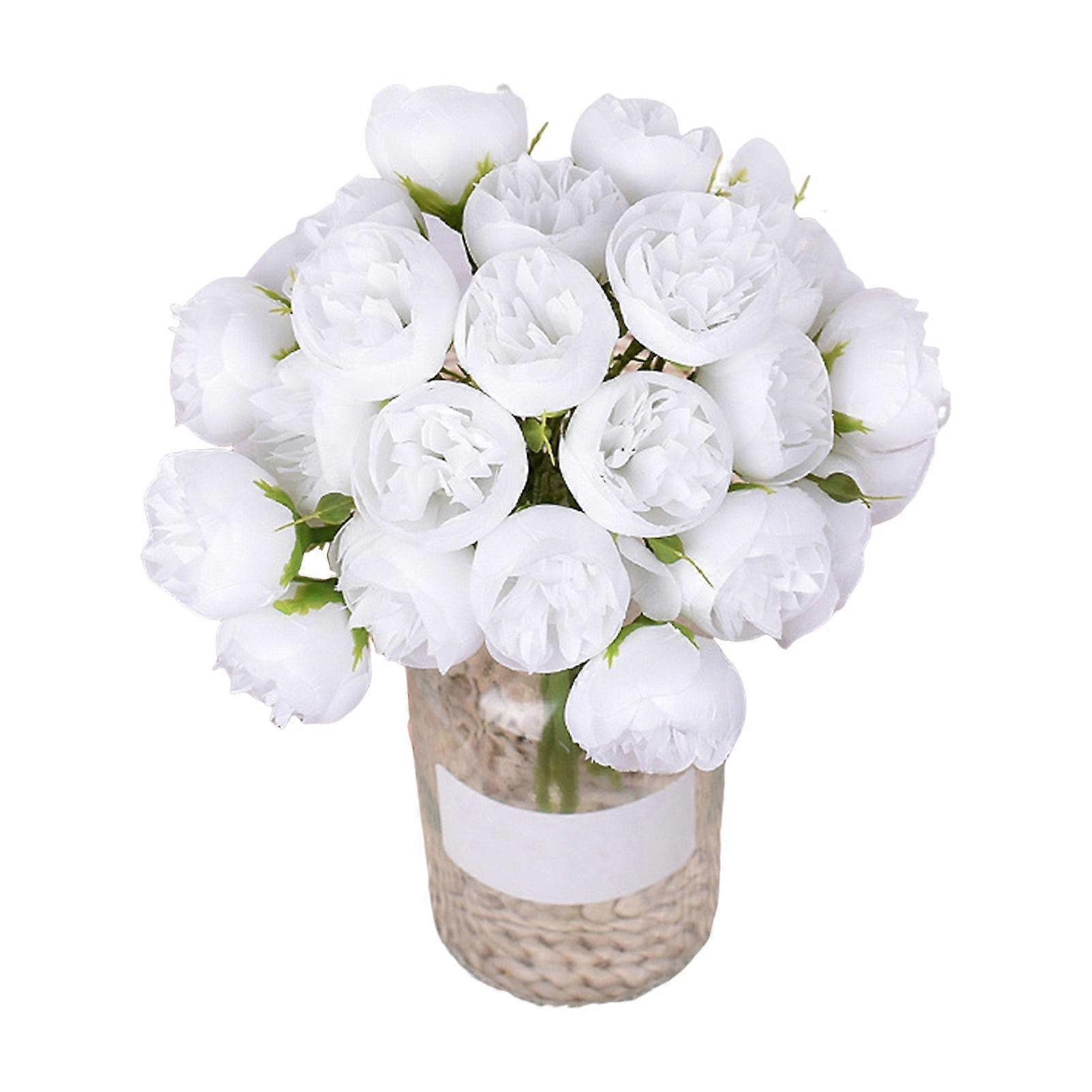 Jikaixiang Simulated Peony Flowers Bouquet Real Touch No Withering 27 Heads Artificial Flowers DIY Arrangements