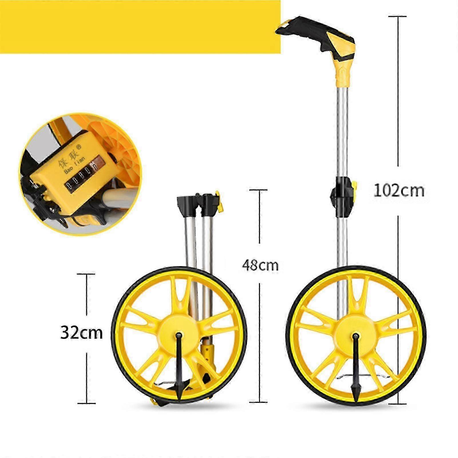 Distance Measuring Wheel Portable Foldable Handheld Rolling Measurement Tool Yellow