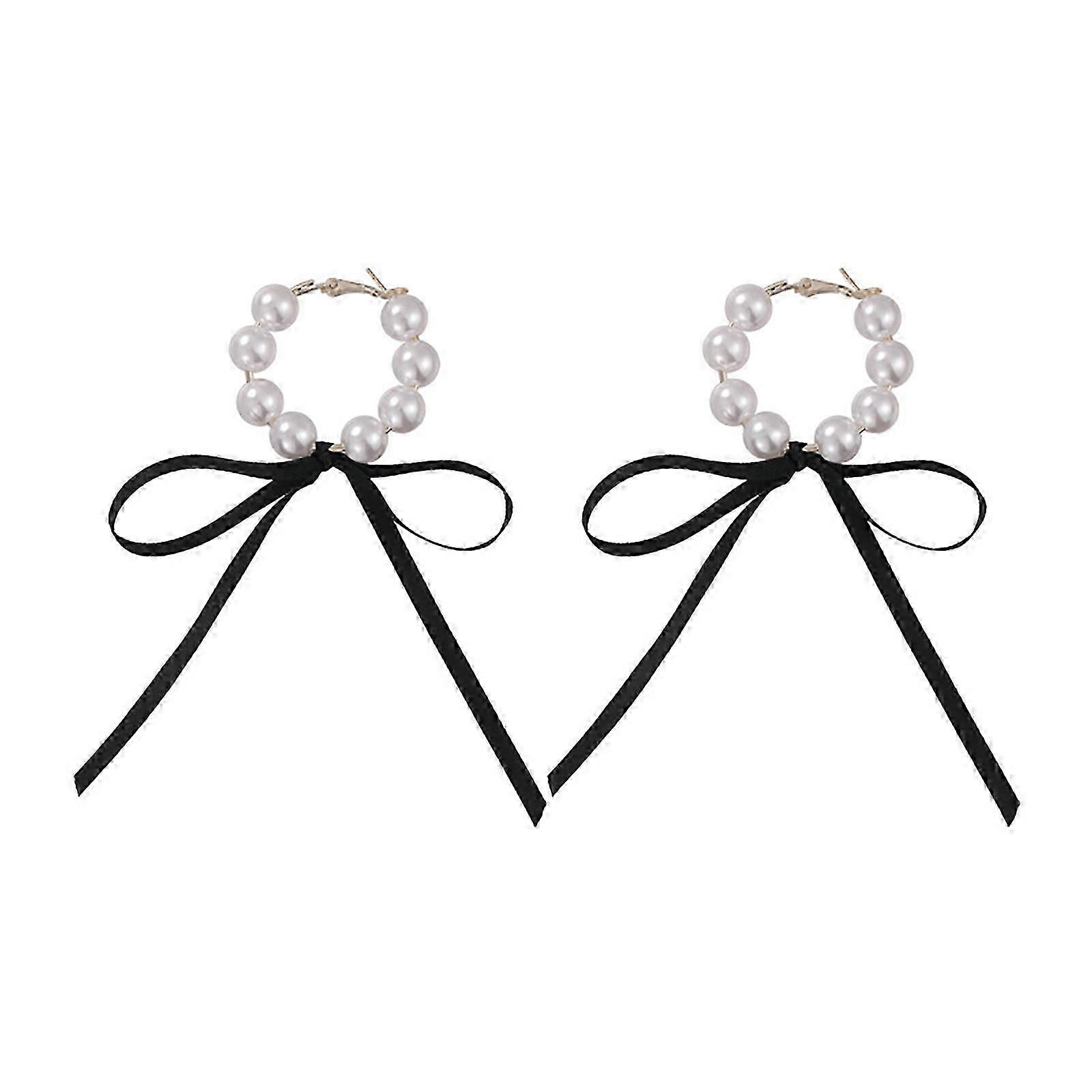 Ribbon Bowknot Hoop Earrings Lightweight for Women's