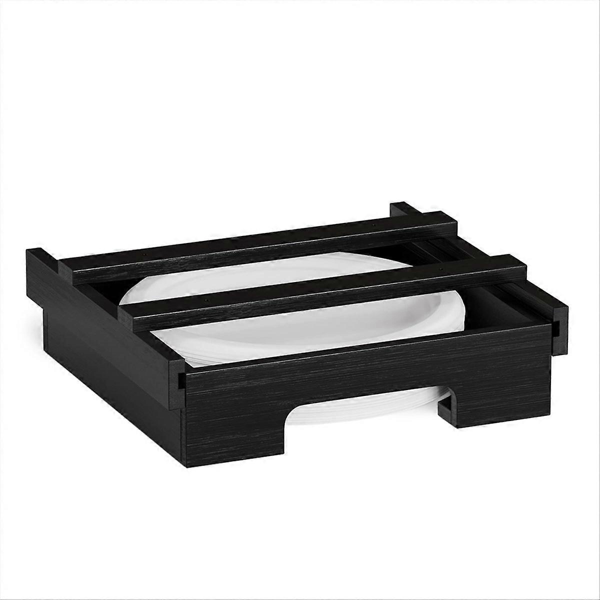 Dispensador de Pratos de Papel de Bambu de 9/10 polegadas - Suporte para Armário e Bancada B