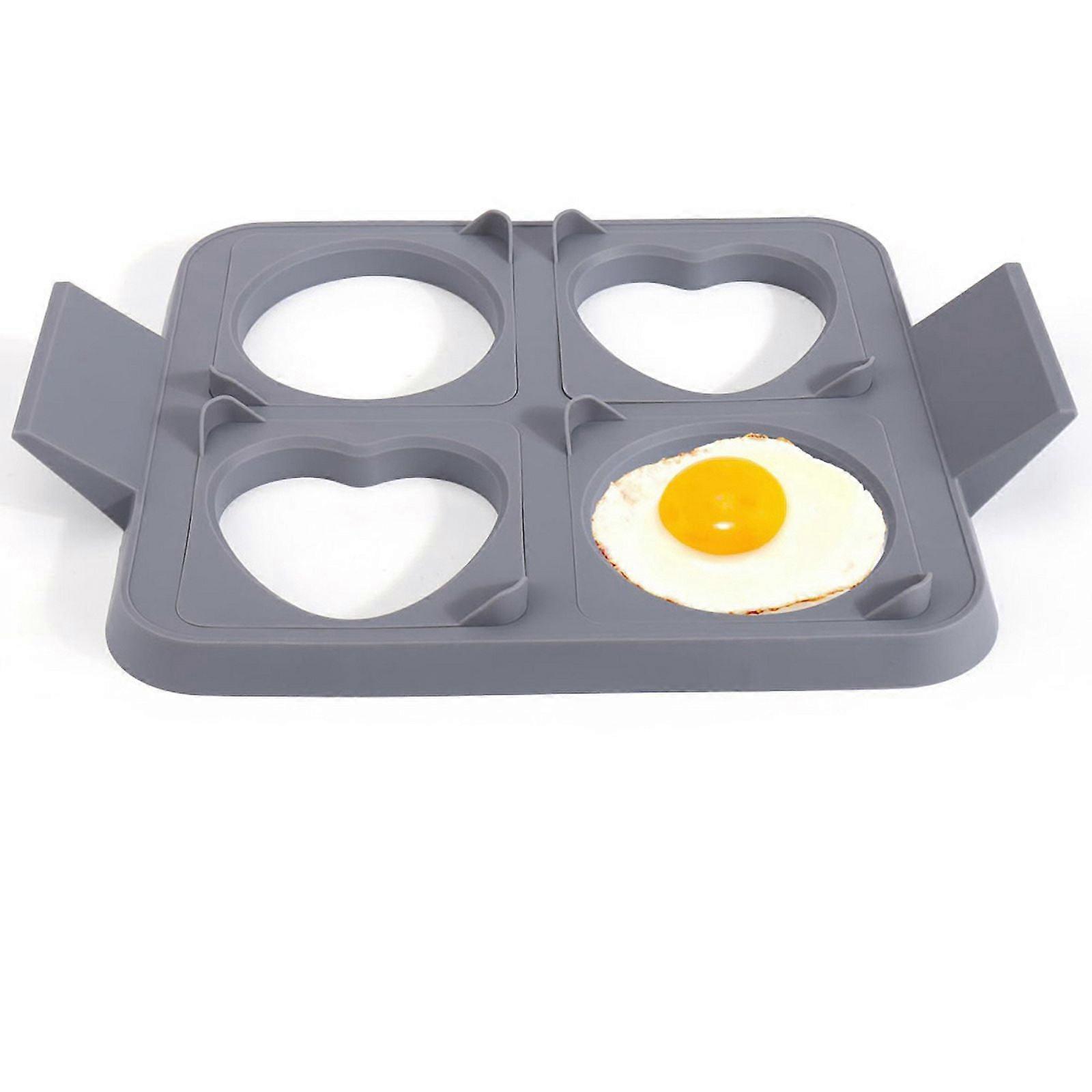 Egg Rings for Frying Eggs, 3In1 Silicone Round Square Heart Fried Egg Cooker Ring for Blackstone, Griddle Egg Ring Tray