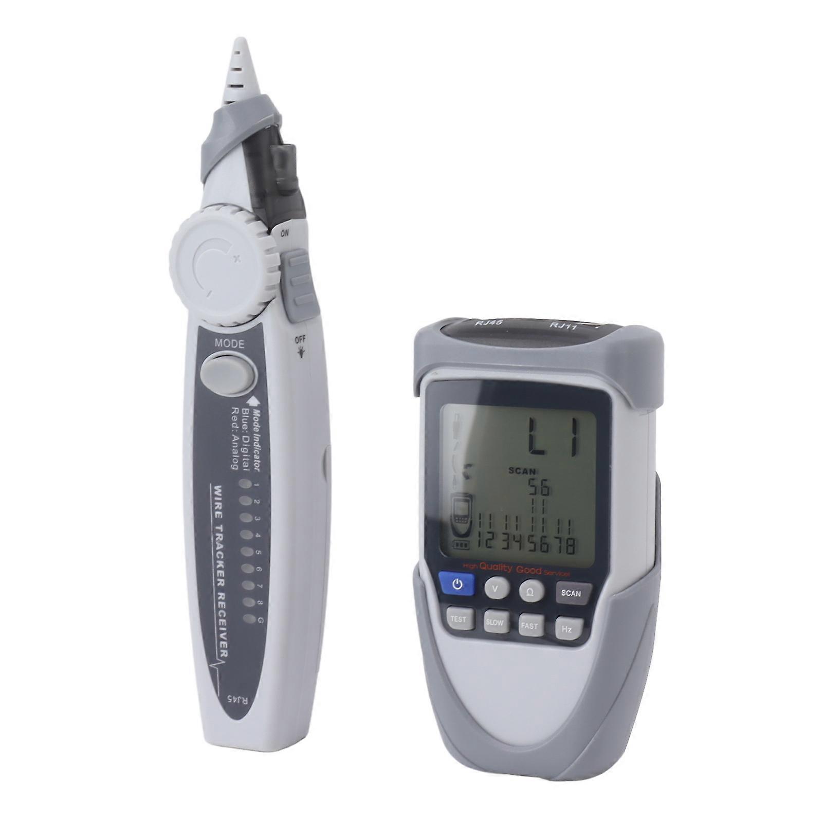 LCD Cable Tracer Multifunctional Cable Tracer with Receiver POE Battery Voltage Cable Tester For Telephone Internet Maintenance 