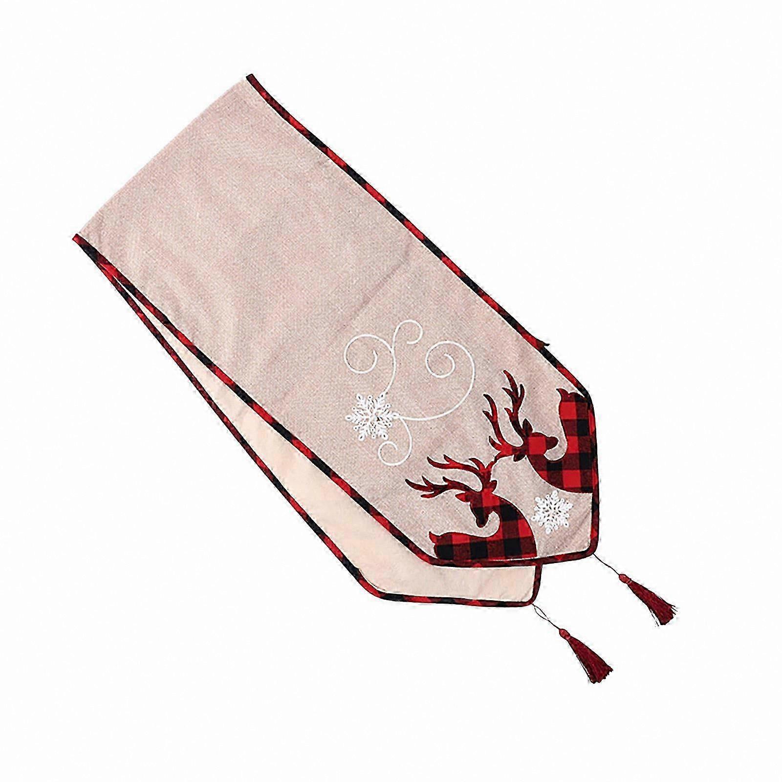 Festive Holiday Table Runner with Double Deer Design for Christmas Dining Decor