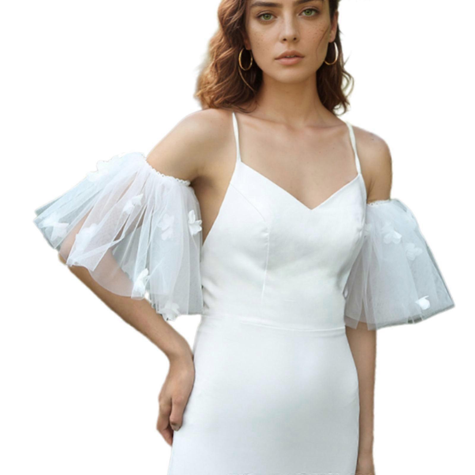 Elegant Cream Mesh Wedding Sleeves With Lace Patterns And Secure Elastic For Bridal Wear Special Occasion Multicolor