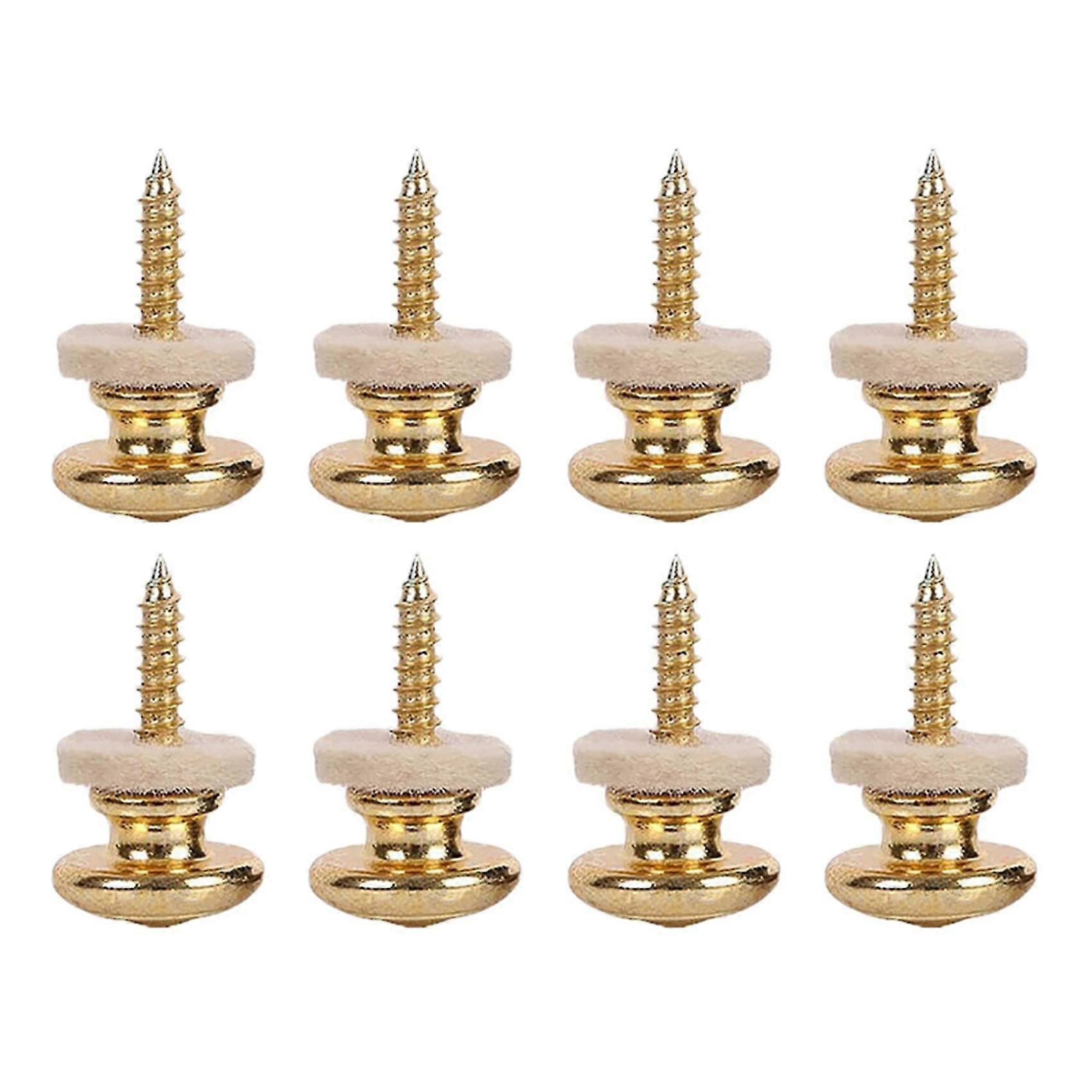 8pcs Wool Copper Guitar Strap Lock Locking Pegs Pins Mushroom Shape End Button Gold
