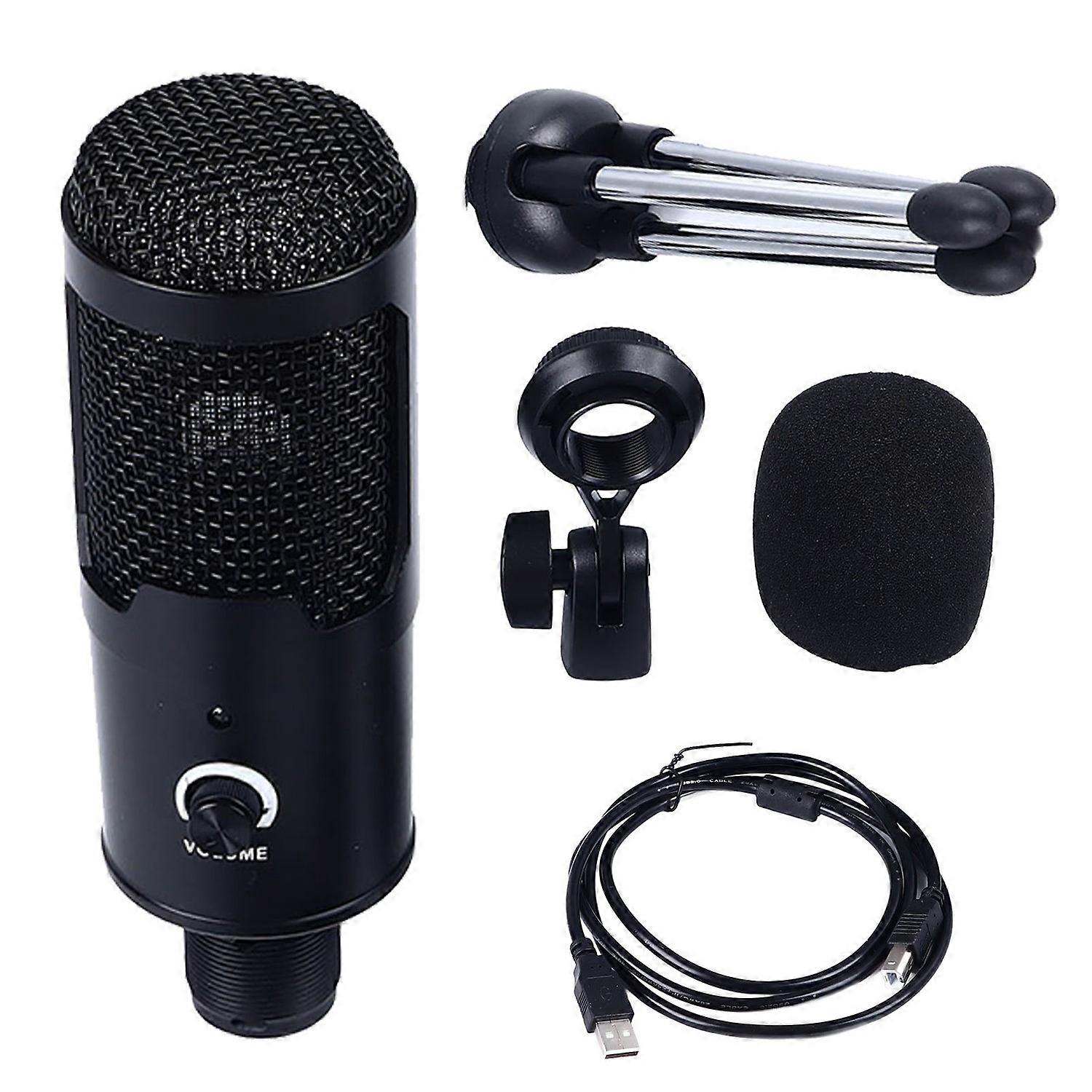 USB Microphone Noise Reduction Clear Sound Condenser Microphone with Tripod Stand for Singing Live S