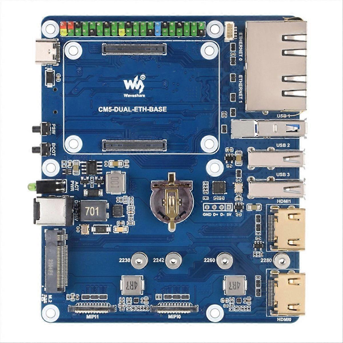  for CM5 Expansion Board CM5 Gigabit/2.5G Dual Ethernet Port with RJ45 Dual 4K Output GPIO IO Base