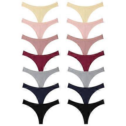 HOTCOM Women’s 14-Pack Seamless Thongs – Breathable Soft Fabric, Minimalist Mixed Color Everyday Underwear, Drop Waist Style for Comfortable