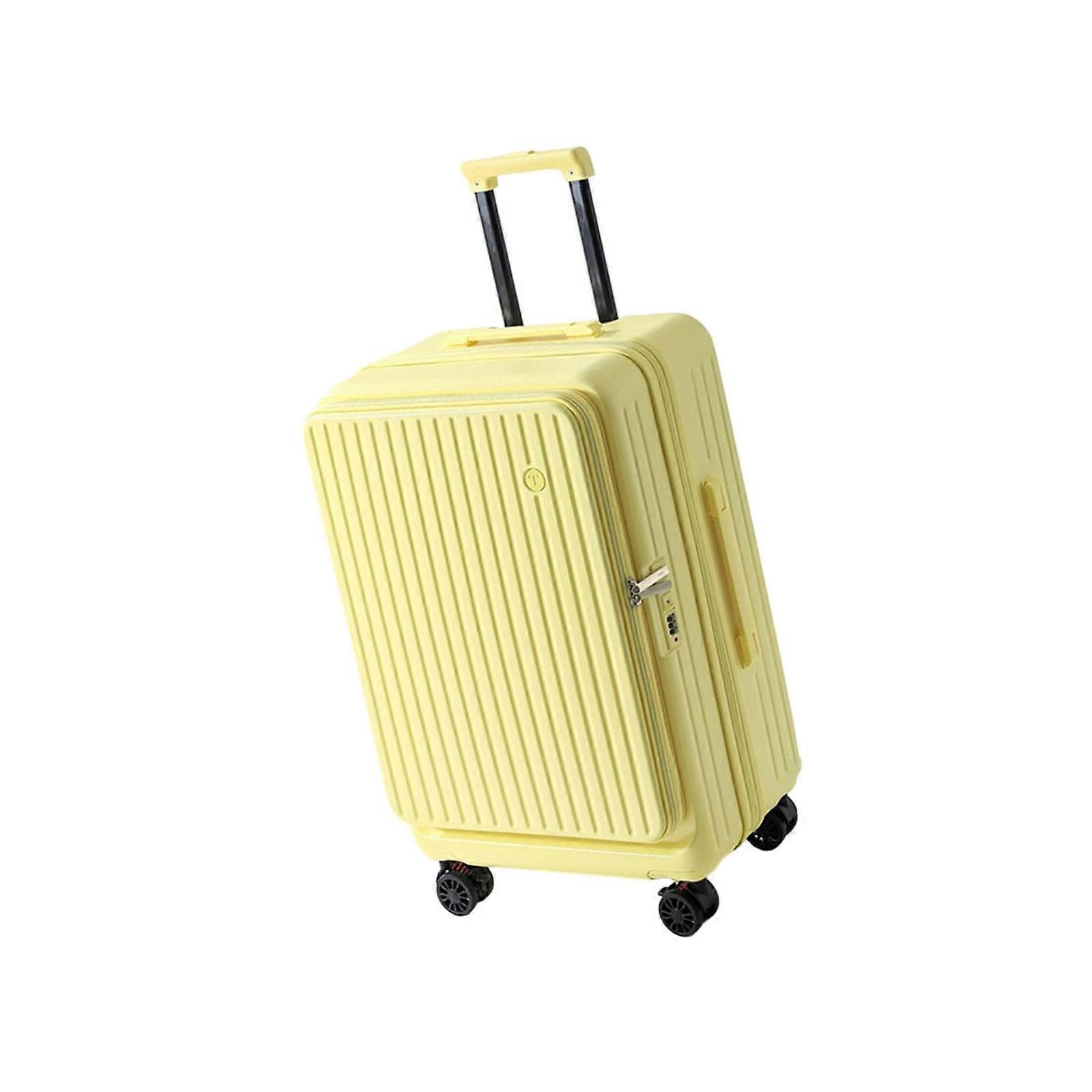 Lightweight PC ABS Hardshells Trolley Expandable Spinner Luggage Scratch Resistant Surfaces with Combination Lock  Yellow