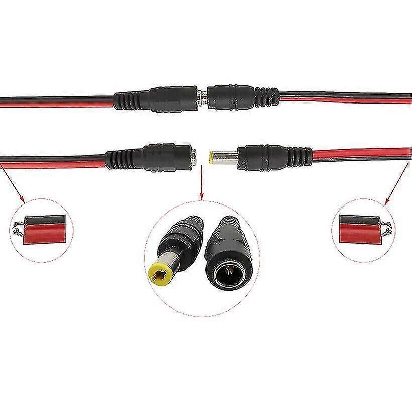10x DC plug socket 5.5 x 2.1 with connection cable connector extension