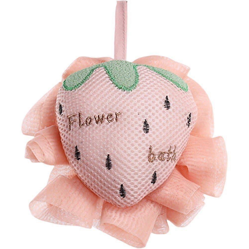 Bath Sponge Pouf Mesh Shower Ball with Cute Turtle Frog Strawberry Design for Body Exfoliation
