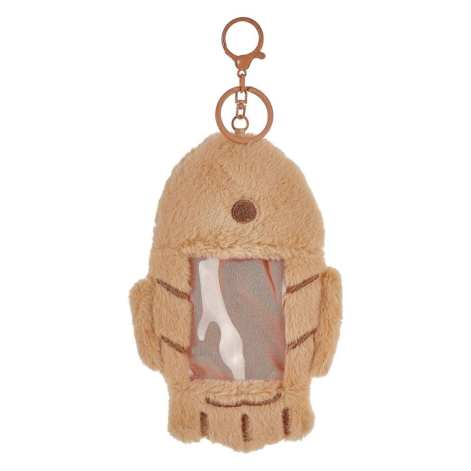 Plush Photocard Holder Keychain with Fish Waffle Design, Soft Protective Card Sleeve for ID, Bus and Credit Cards