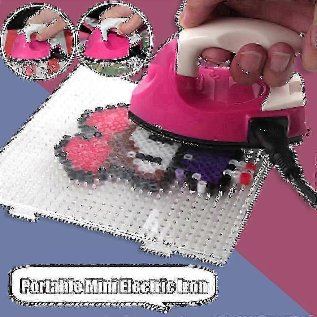 Electric travel iron for plastic beads and fabrics
