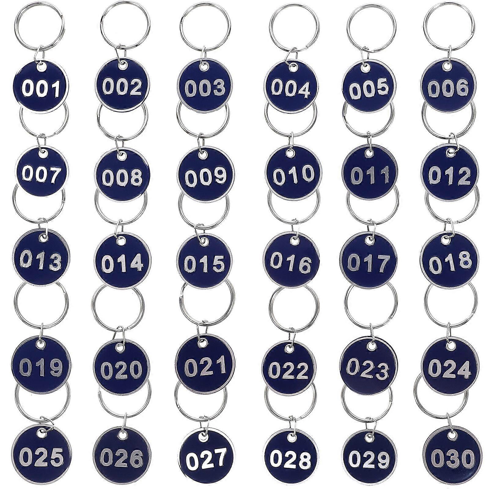 30pcs Round Number Tags Marking Number Tags Keychain Number Tags for Identification