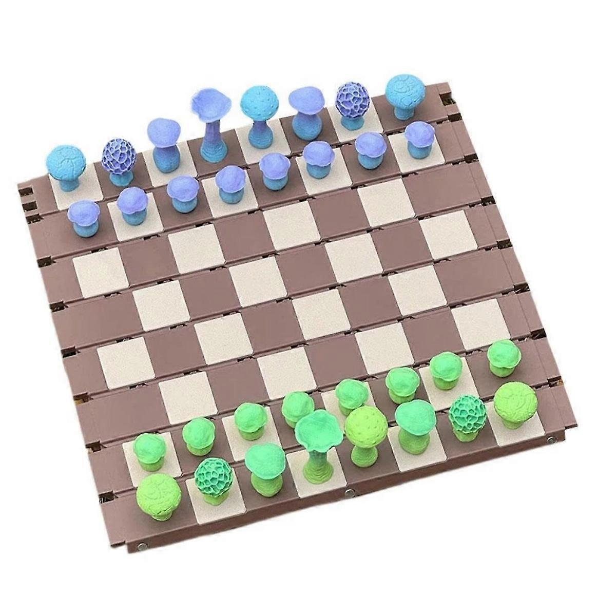 Magnetic Forest Mushroom Chess Set with Nature-Inspired Board for Travel Play