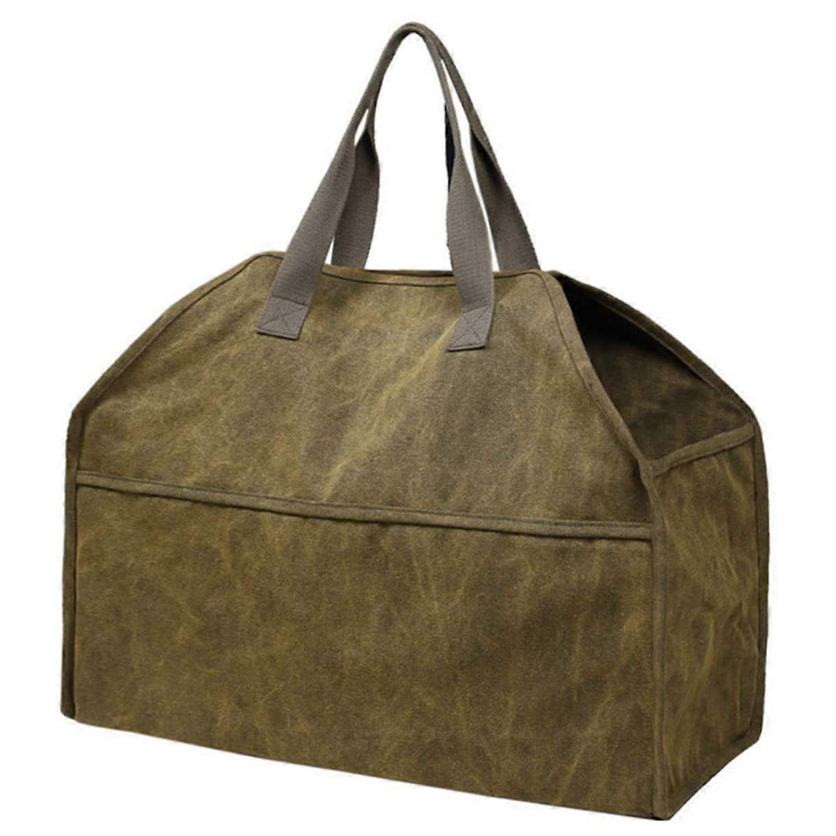 Canvas Firewood Carrier Bag with Large Capacity and Heavy Duty Handles for Indoor Wood Storage