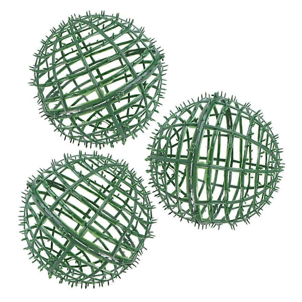 Green Artificial Plant Topiary Ball Frame for 3Pcs Flower Support
