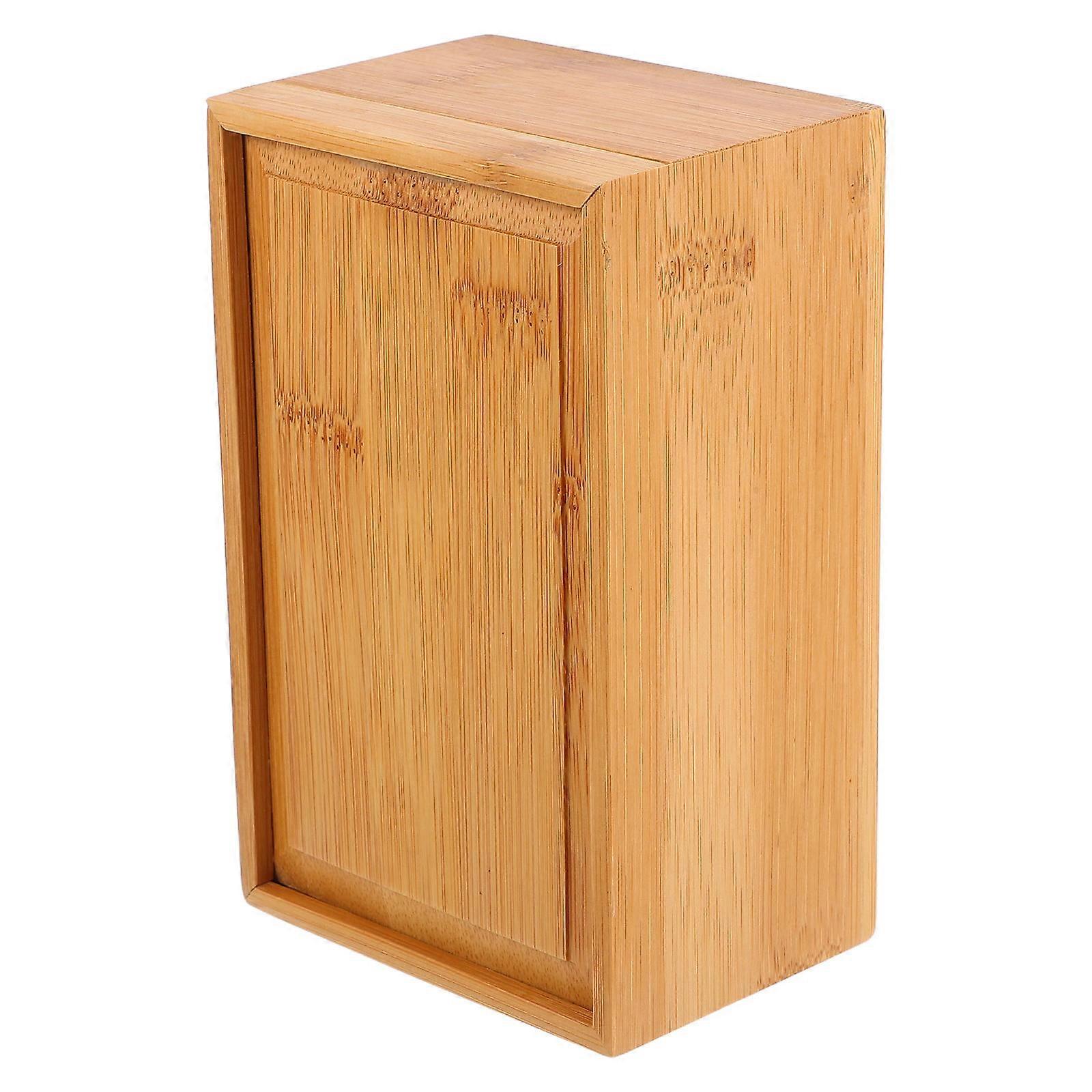 Wooden Storage Box for Tea with Sliding Lid Pull-Out Design