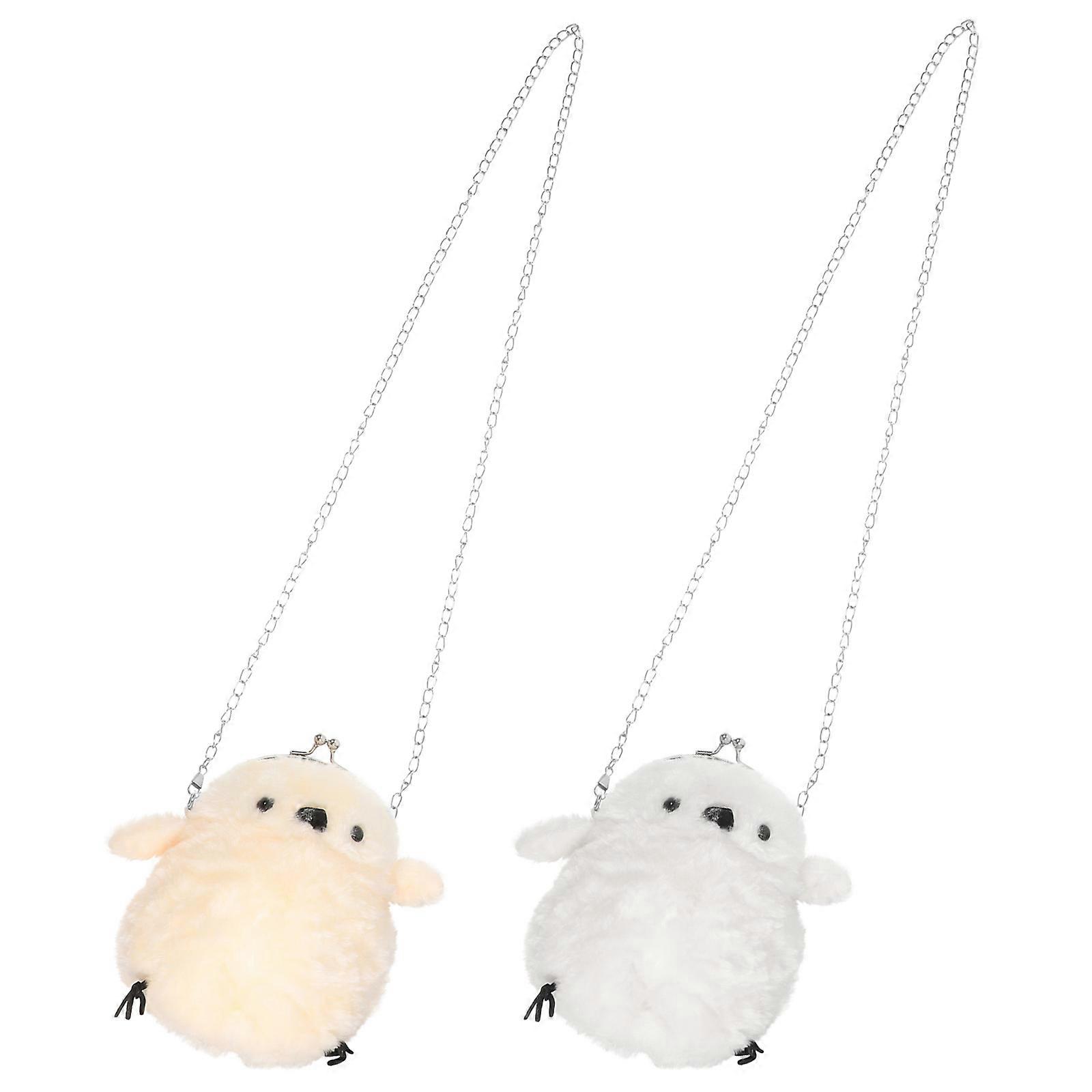 Soft Plush Chicken Coin Purse for Storage Use 2Pcs Charming Animal Wallet