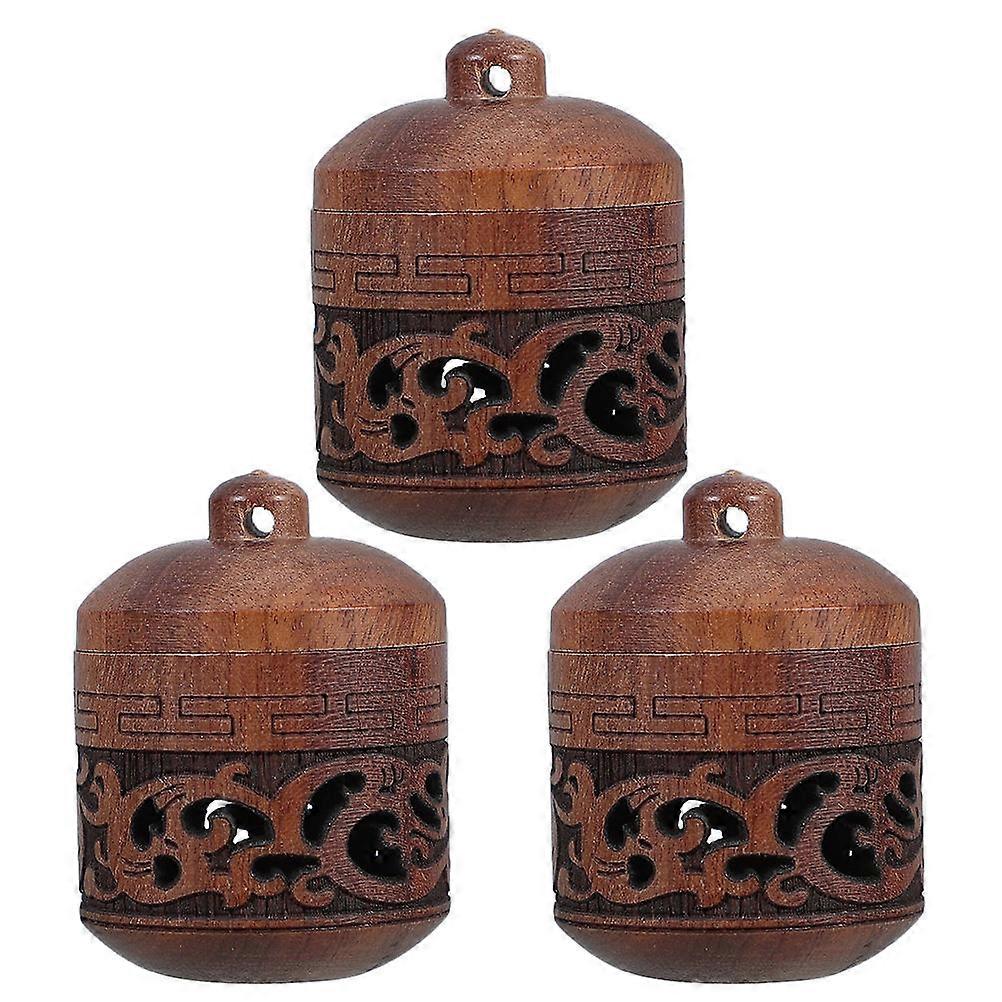 Car Decoration Pendant Wooden Lantern Shape 3Pcs