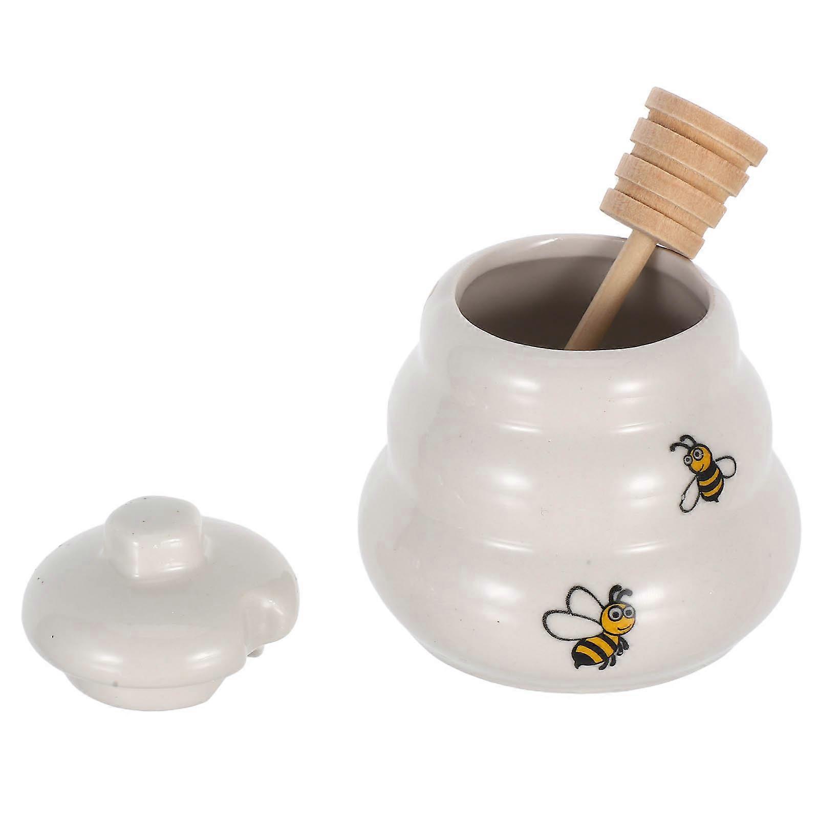 Ceramic Honey Jar with Lid for Storage Use Decorative