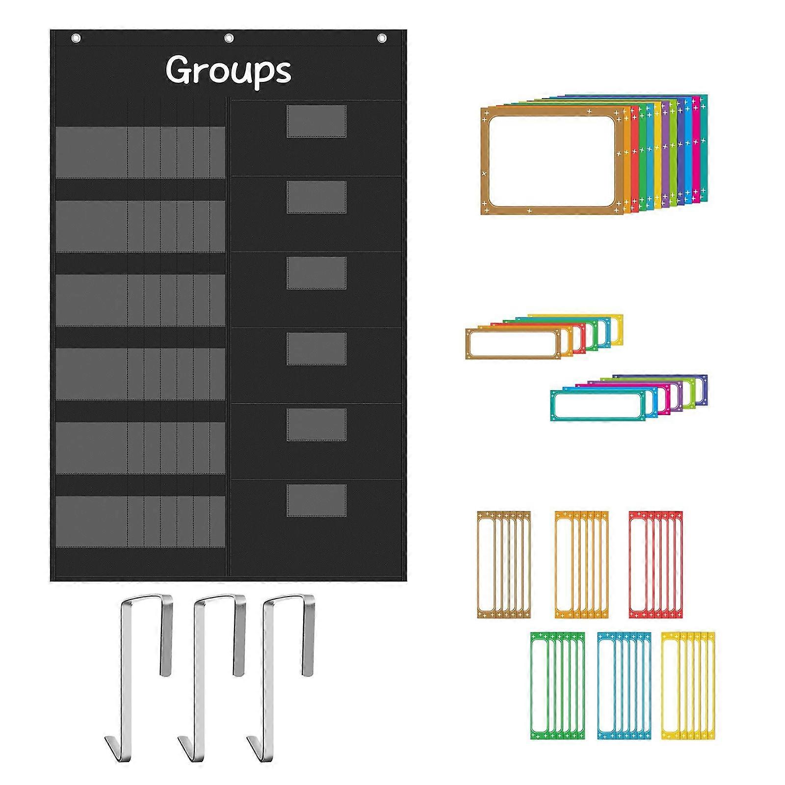 Interactive Classroom Group Project Set With 72 Customizable Name Cards 12 Storage Pocket And Mounting Accessories Multicolor
