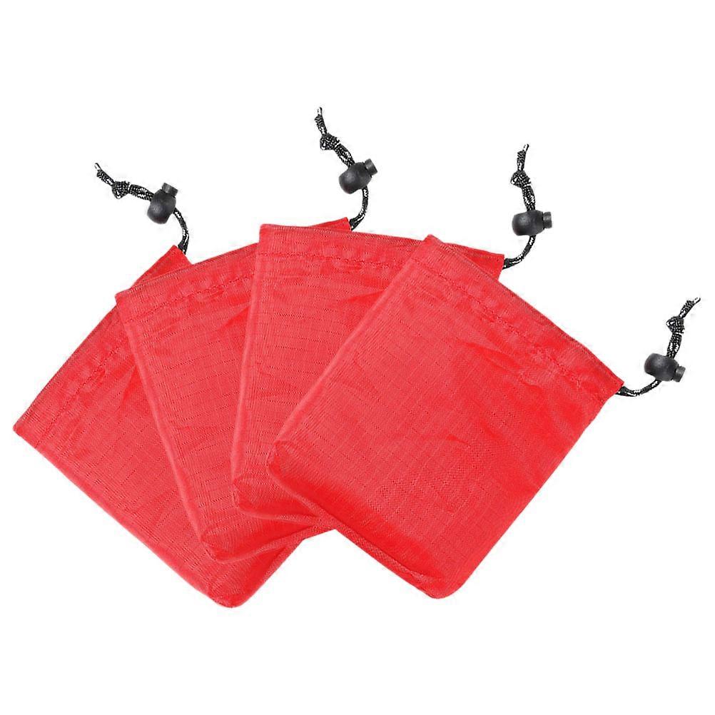 Outdoor Drawstring Storage Bags for Organizing for Storage 4Pcs Red Polyester
