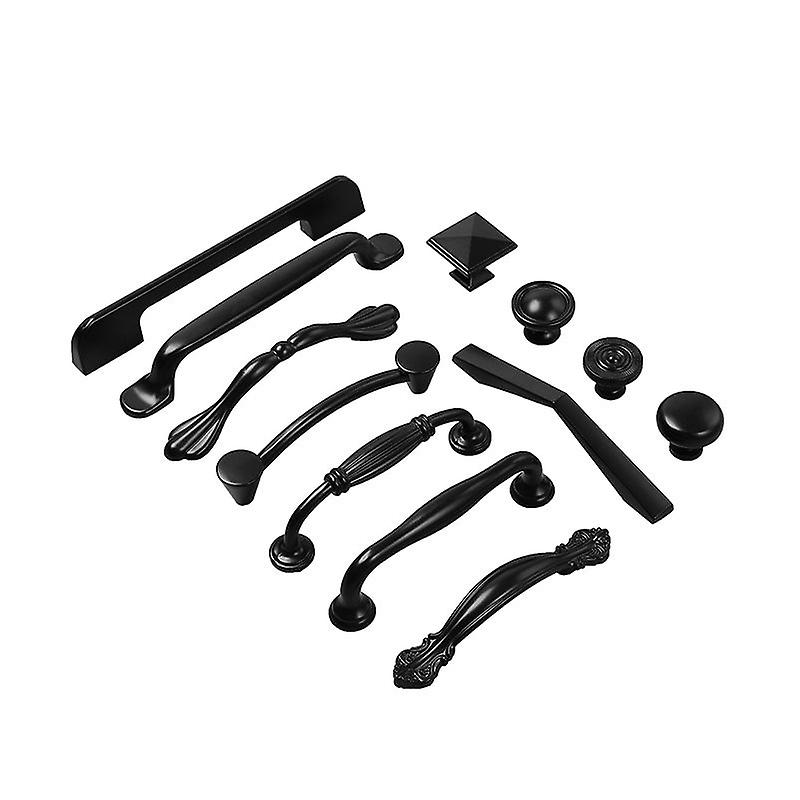 Elegant Black American Simple Wardrobe Window Hardware Solid Furniture Handle Drawer Cabinet Aluminum Alloy Handle