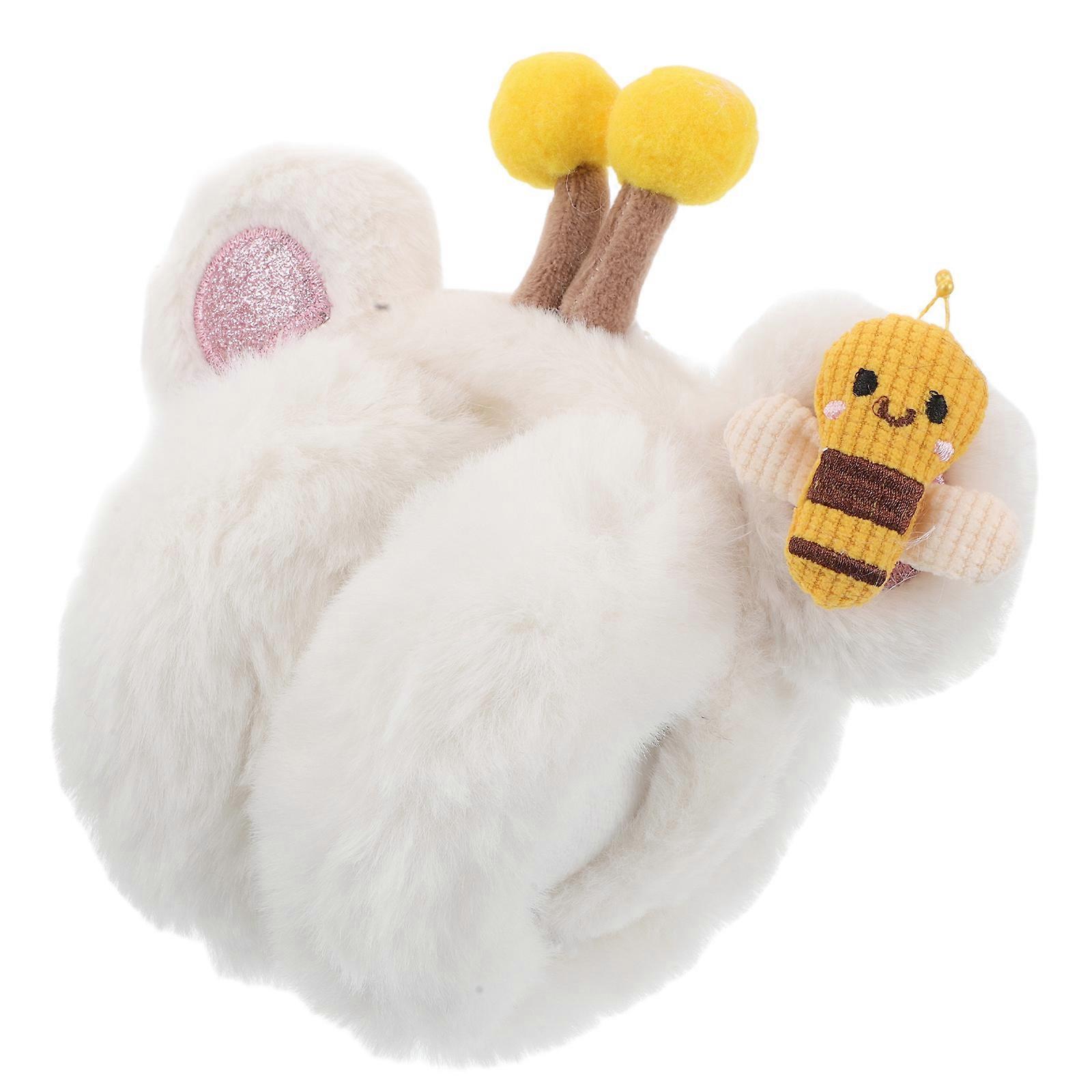 White Plush Earmuff Outdoor Warm Ear Covers with Foldable Design