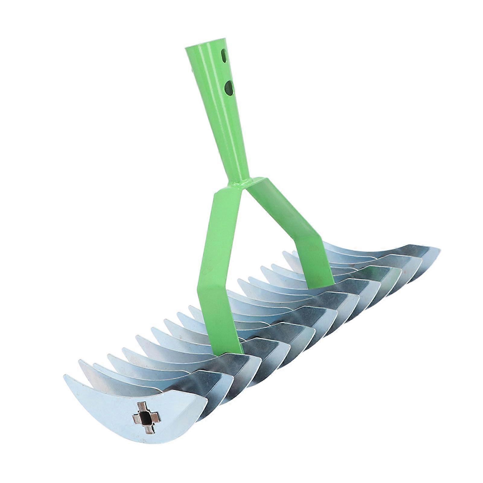 Stainless Steel Lawn Dethatching Rake with Wide Head for Efficient Thatch Removal and Grass Growth