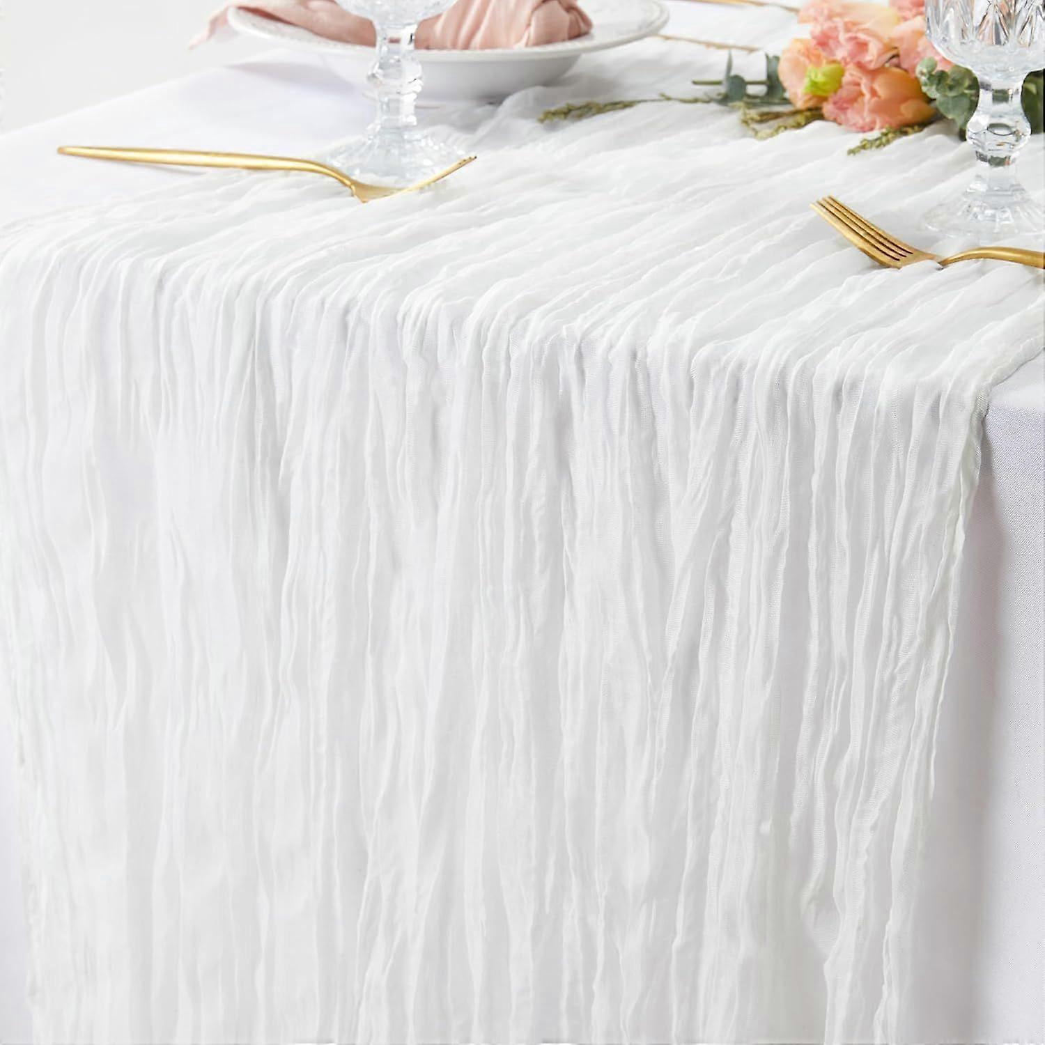 White table runner 10ft cheesecloth table runner for wedding decorations