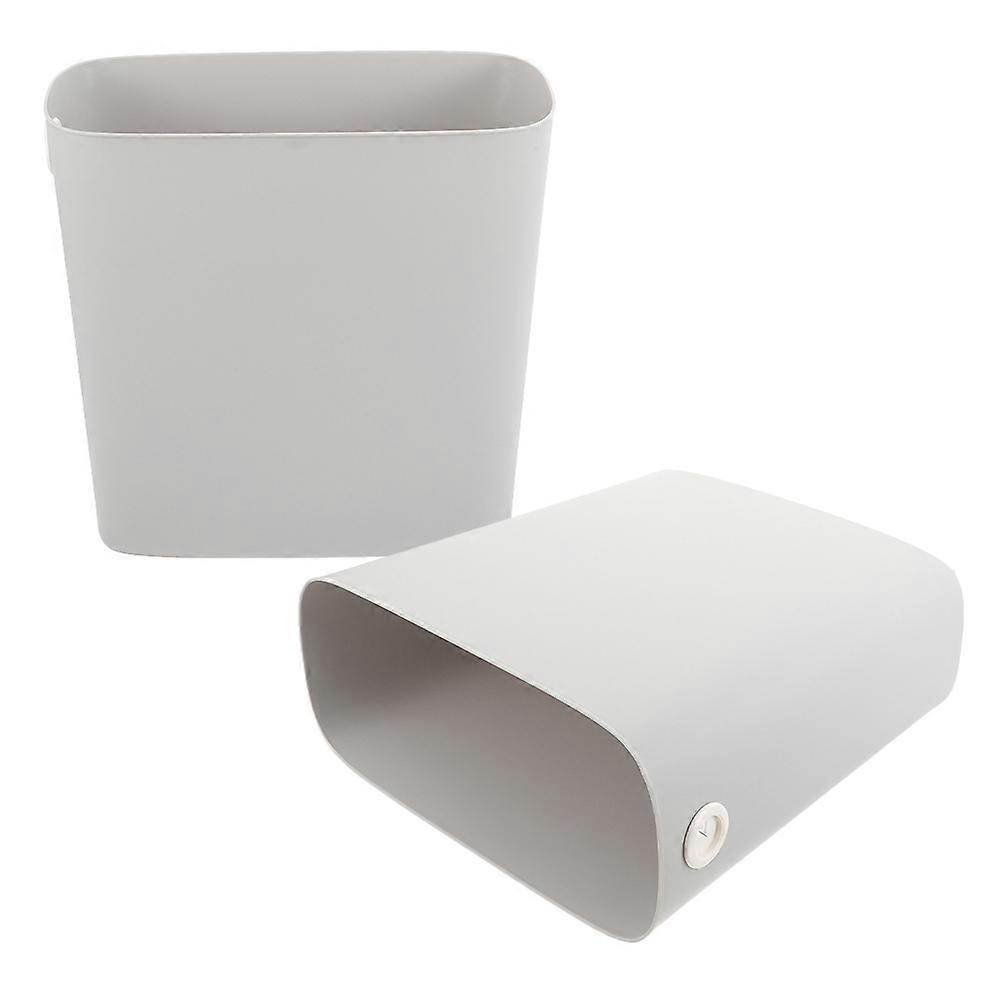 Plastic Waste Bin Slim Trash Can for Home 2Pcs Grey Garbage Bucket