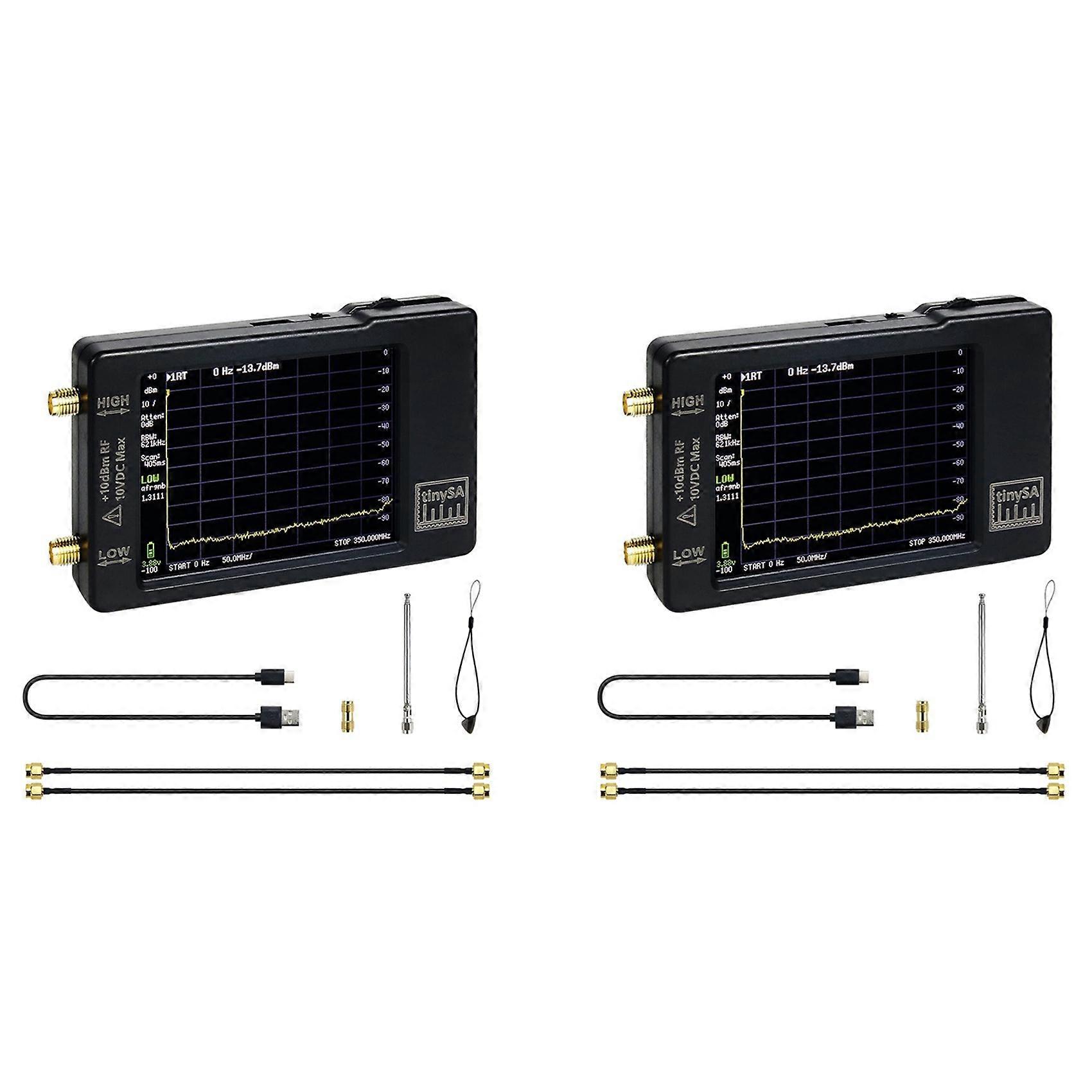2X Tinysa Spectrum Analyzer, Handheld RF Spectrum Analyzer 2.8 Inch Display Built-in Battery, ESD Protect Function