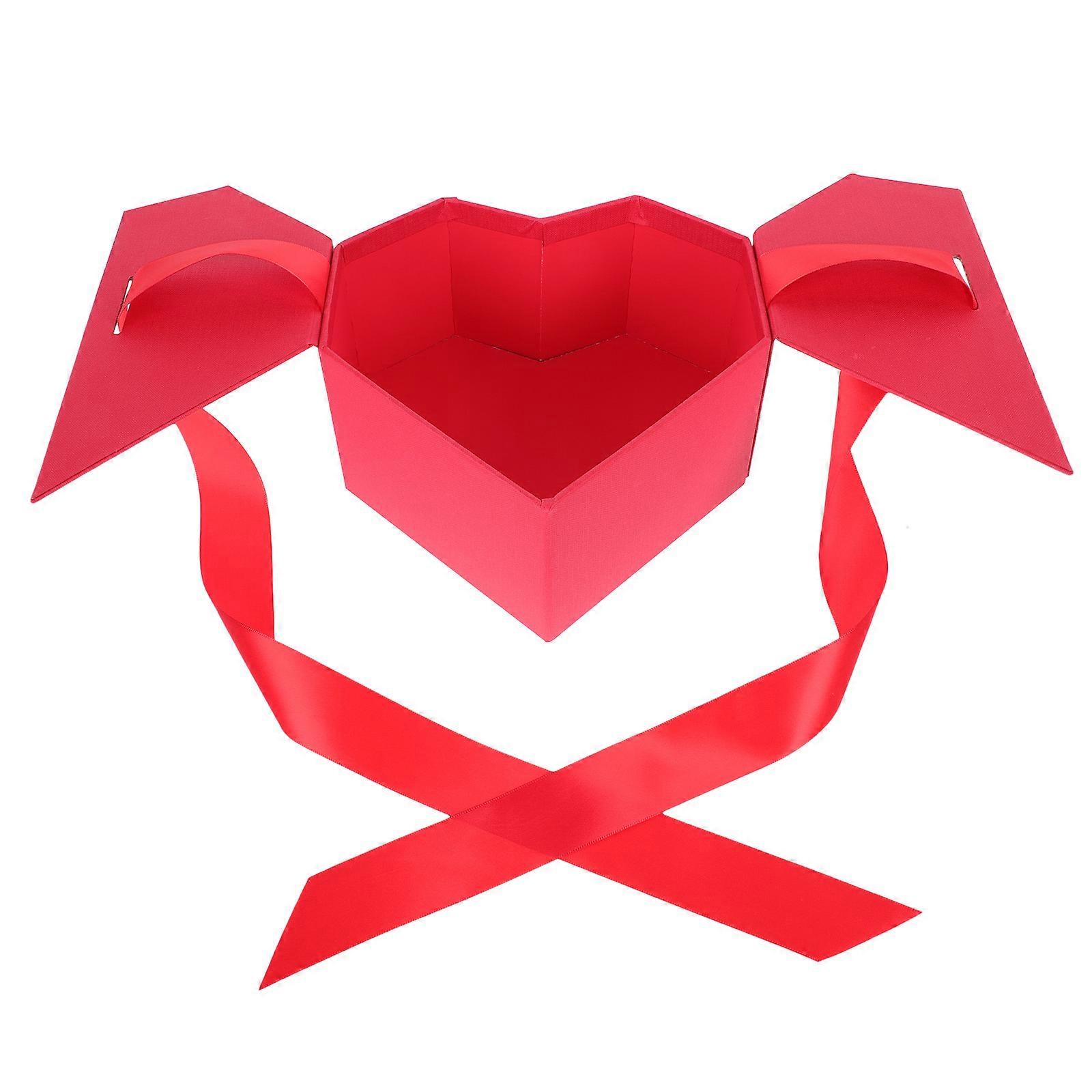 Heart Shape Gift Case for Storage 2Pcs Red Creative Bow Knot Boxes