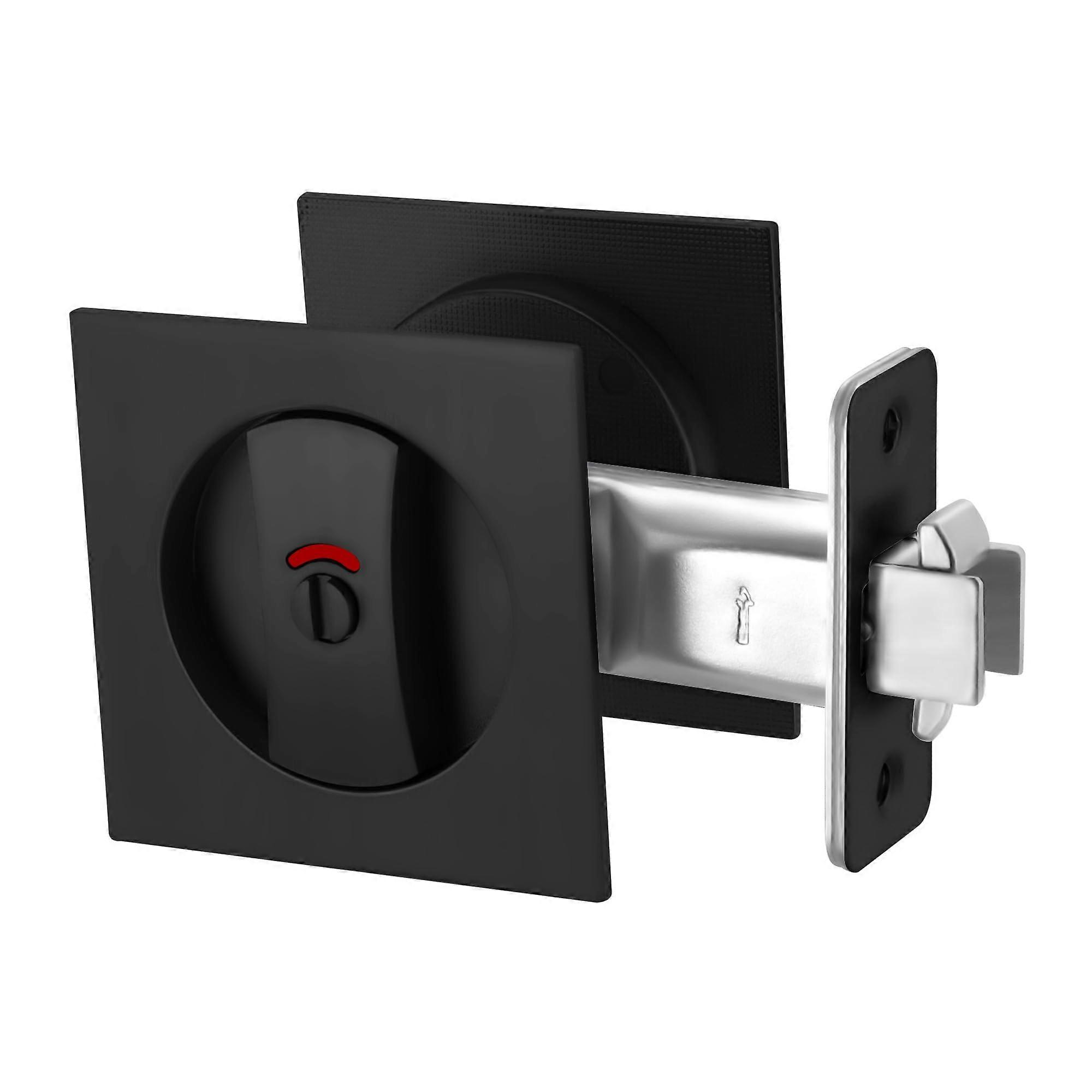 Matte Black Pocket Door Lock with Privacy Indicator and Emergency Release for Bathroom or Bedroom