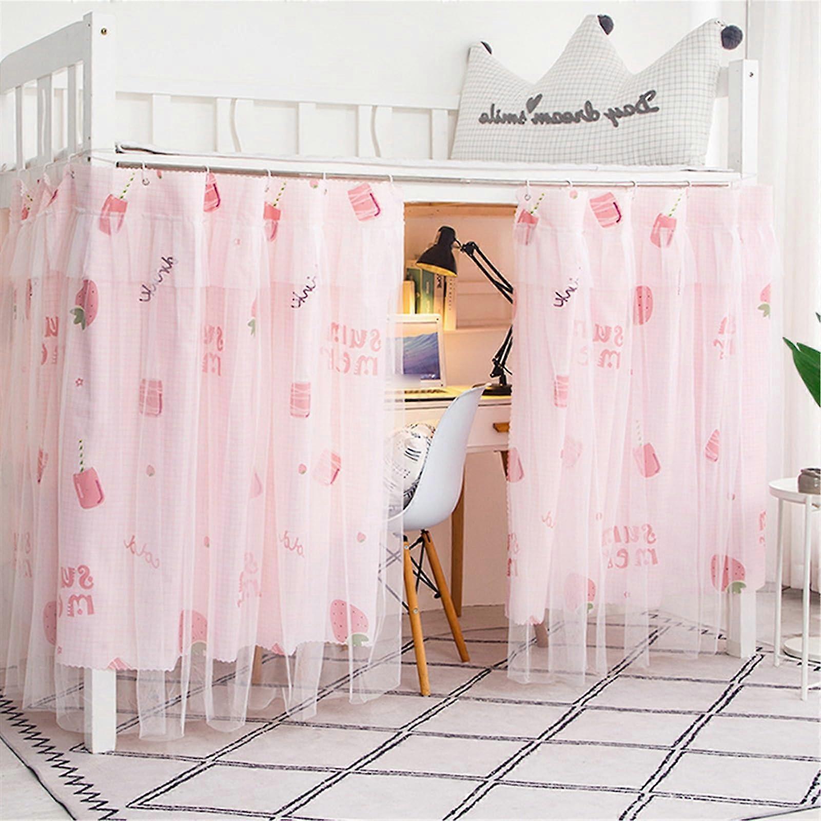 Bunk Bed Blackout Privacy Curtain for Dorm, Breathable Light Blocking, 1.15M Pink