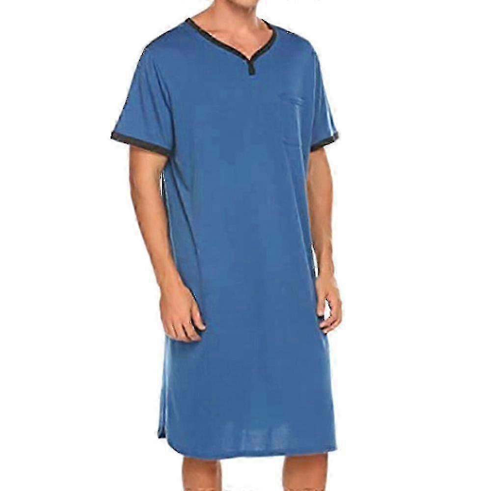 Erkekler Rahat Gevşek Pijama Gecelik Gecelik Uzun Gece Gömleği Loungewear Pijama